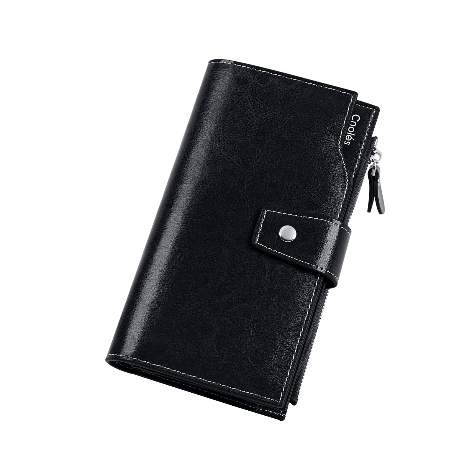 Premium Genuine Leather Women's Wallet with RFID Blocking - Large Capacity Wristlet Clutch Purse & Credit Card Holder for Everyday Use, Travel, and Shopping
