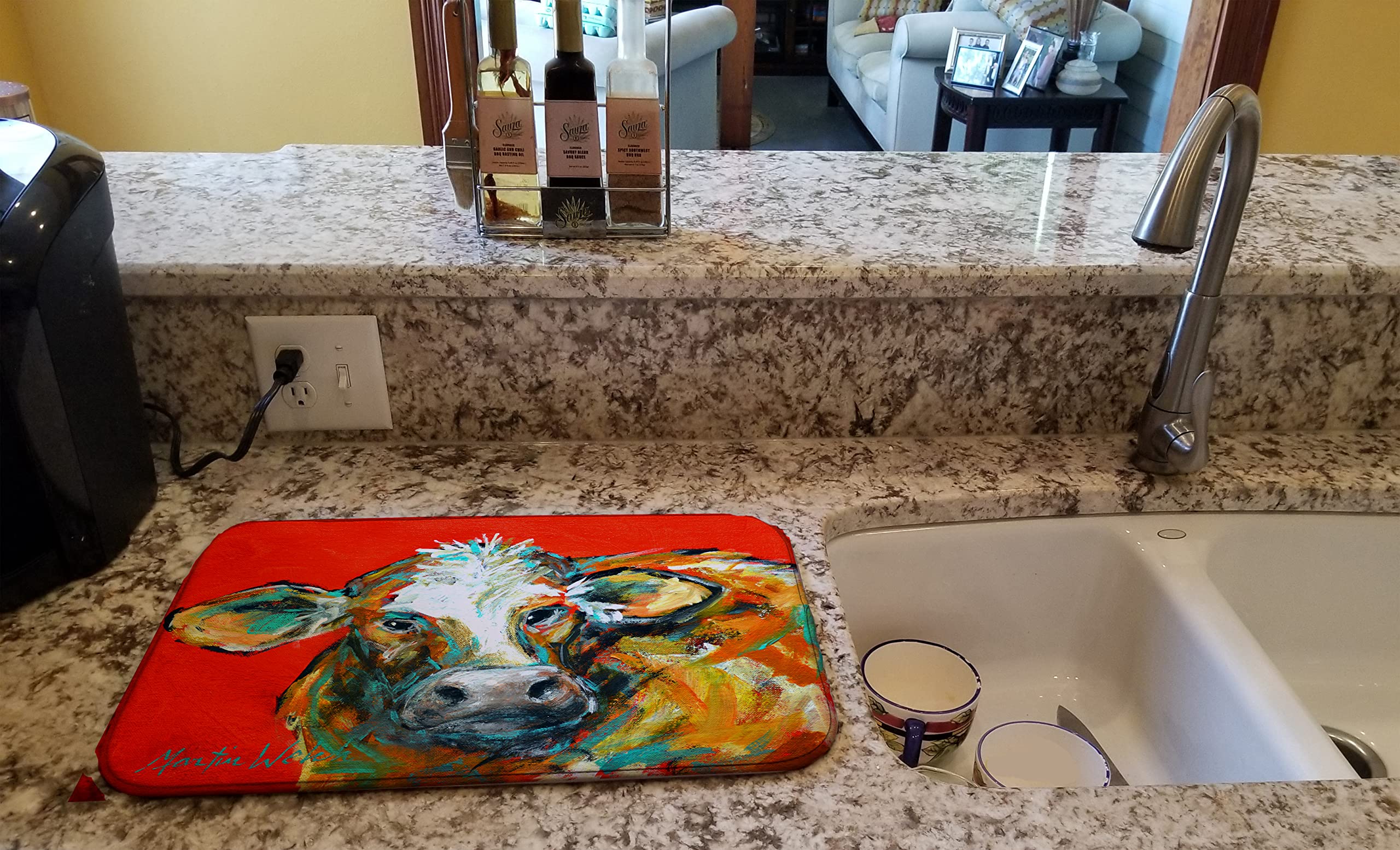 Absorbent Cow Dish Drying Mat 14x21