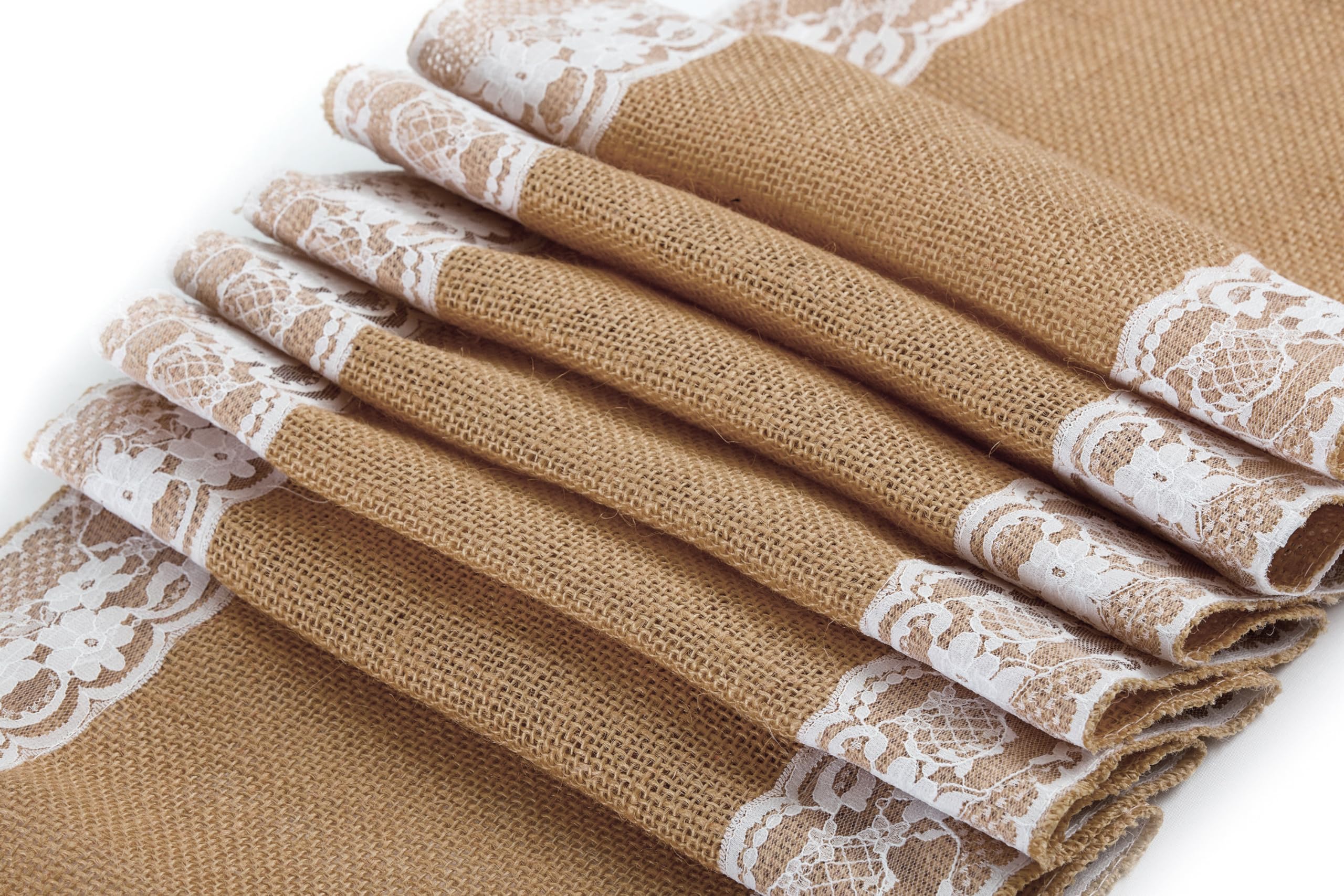 20-Pack 100% Natural Burlap Table Runners 12