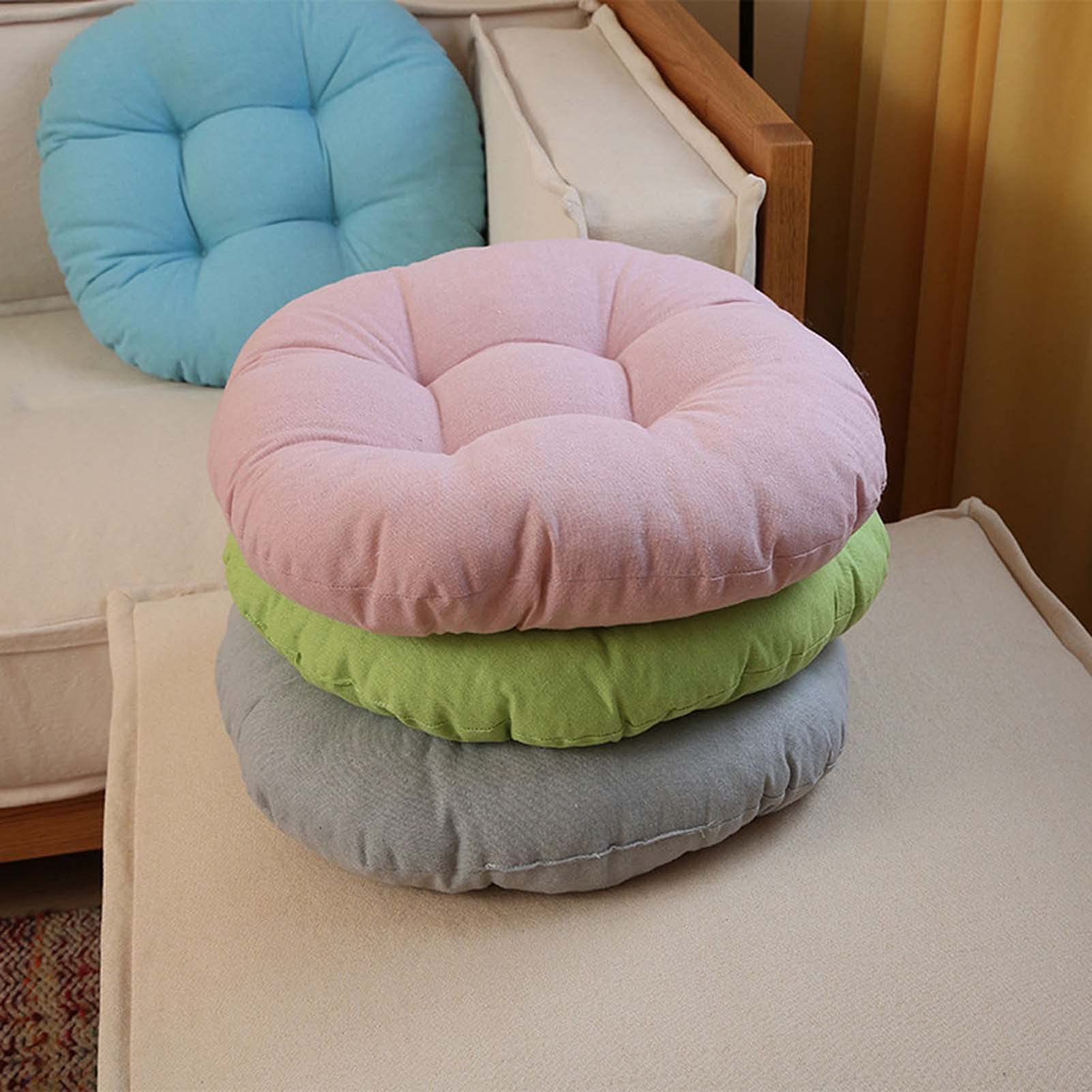 4-Piece Chair Cushion Set with Straps - Thick Round Cotton Seat Cushions for Dining Chairs, Home Office & Outdoor Use - Comfortable Support for Kitchen, Patio, and Workspace Seating