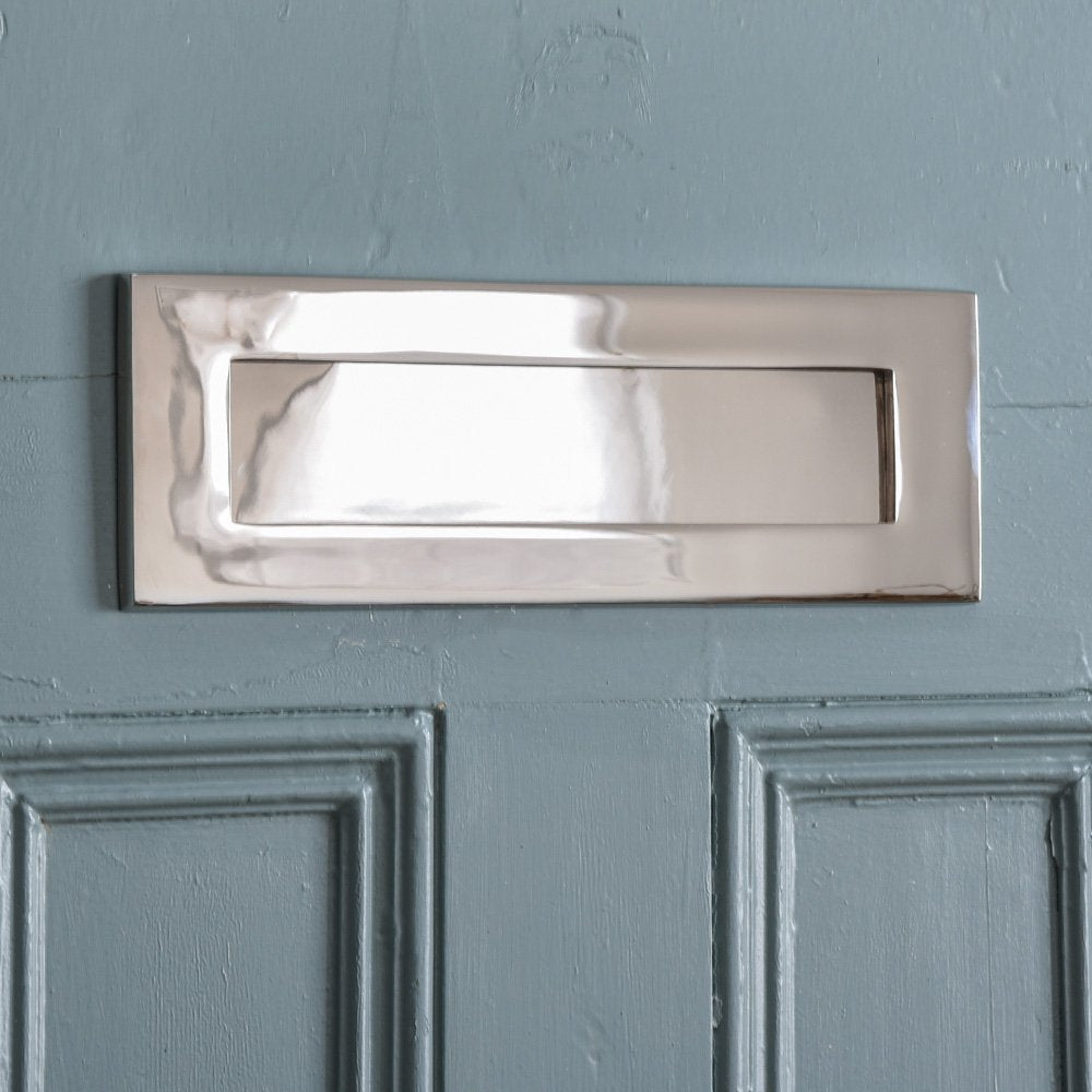 Polished Nickel Letter Plate - Elegant Mail Slot Cover for Front Door - Perfect for Home & Office Security & Style