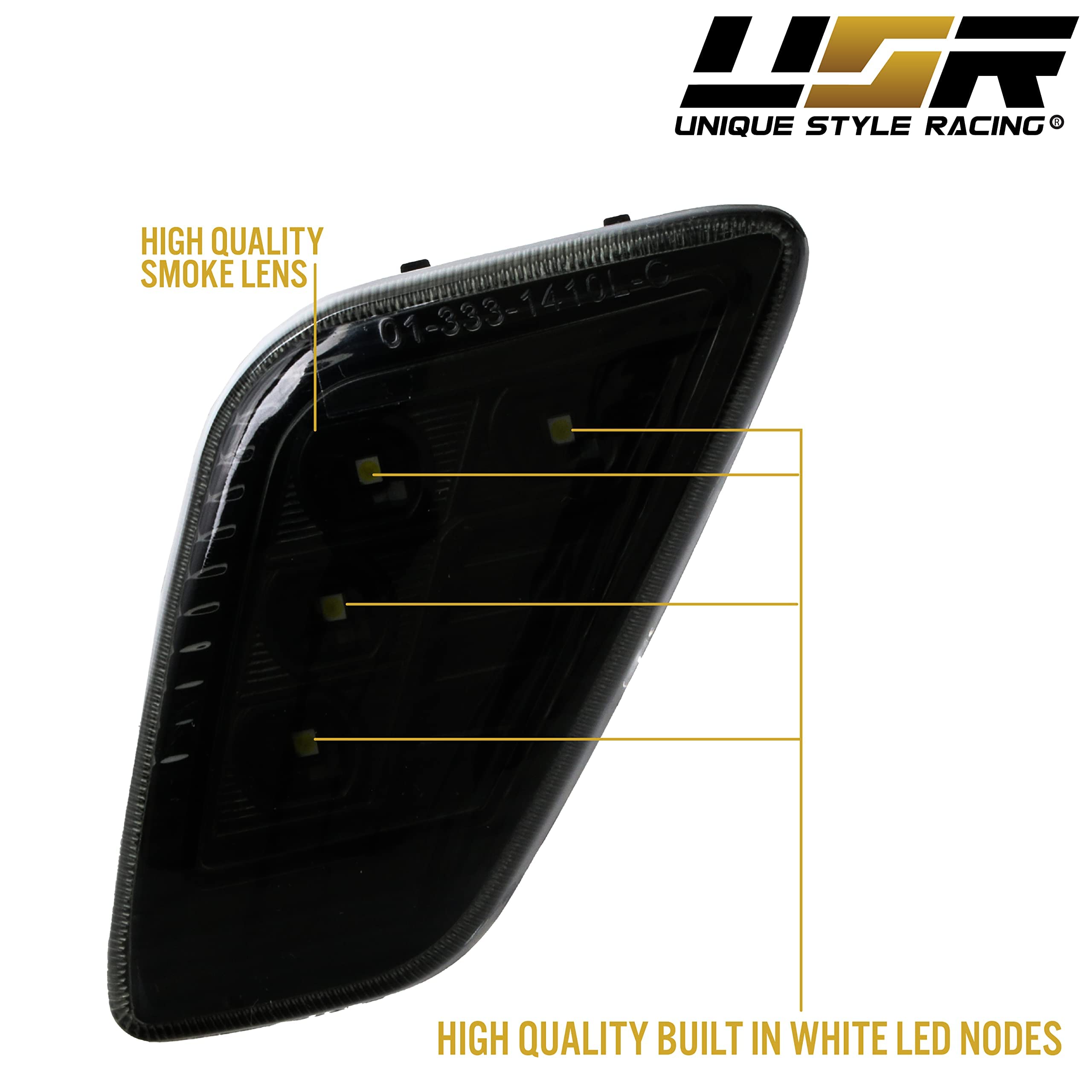 USR DEPO TJ LED Side Marker Lights - 4 Piece Smoke Lens Combo with White LED for 1997-2006 Jeep Wrangler TJ - Bumper Turn Signal & Fender Marker Lights - Upgrade Your Off-Road Vehicle Lighting for Night Driving & Trail Adventures