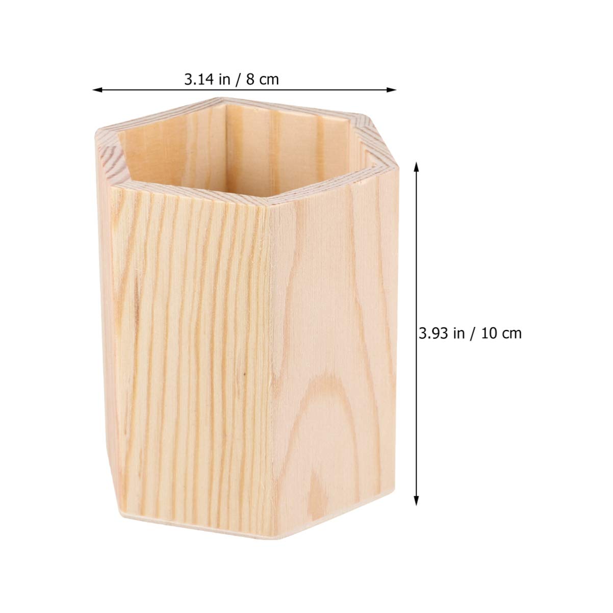 Milisten 2-Pack Hexagonal Wooden Pencil & Brush Holder - Multi-Functional Desktop Organizer for Home Office, School, DIY & Art Supplies Storage (Natural Wood)