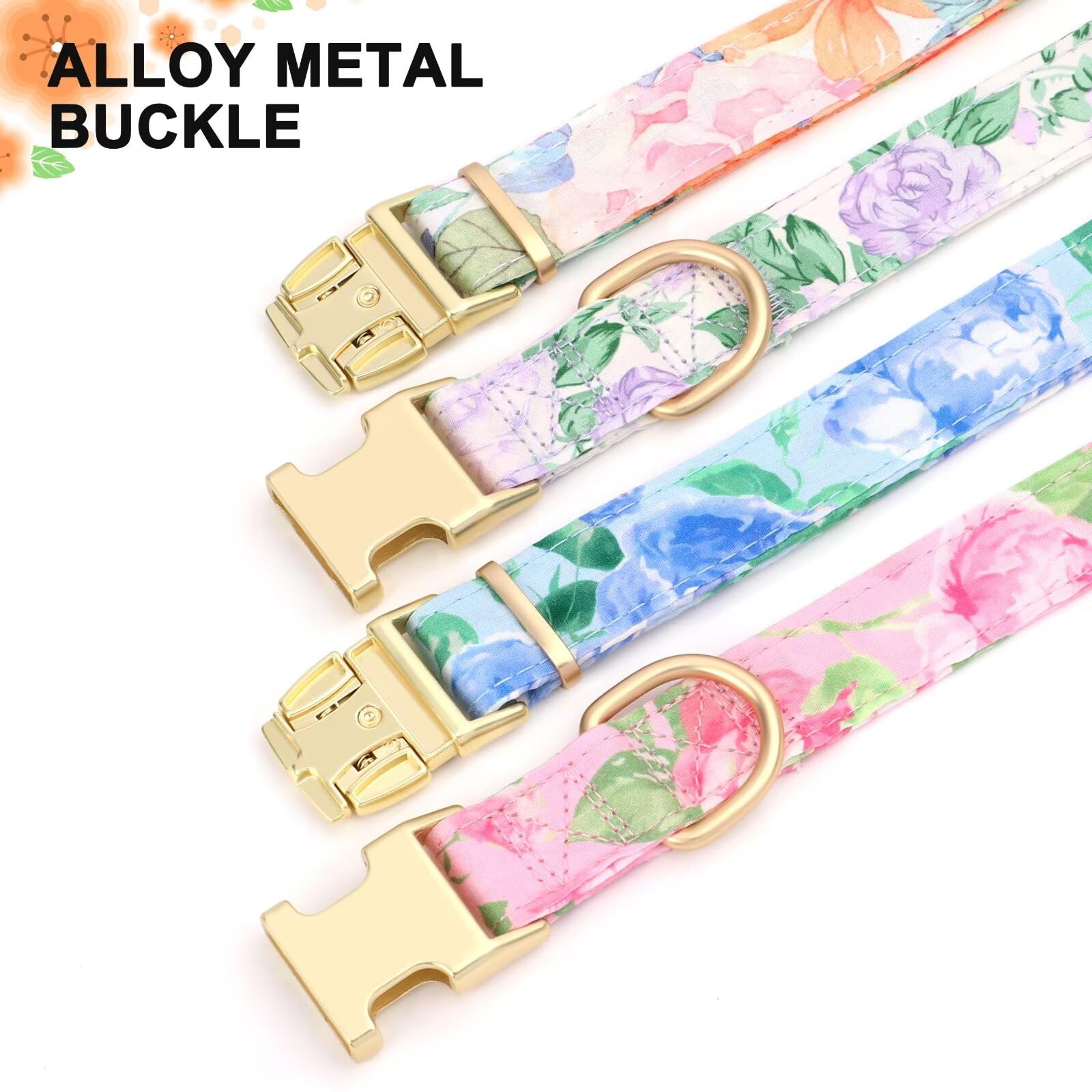 Beirui Floral Dog Collar for Small Medium Large Dogs - Soft Blue Pet Collar with Spring Flower Patterns, Cute Girl Dog Accessories for Female Puppies | Perfect for Daily Walks, Pet Photos & Spring Outfits