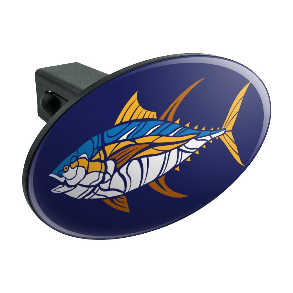 Funny Tuna Fish Design Oval Tow Trailer Hitch Cover Plug Insert - Durable Hitch Protector for Trucks & SUVs - Perfect for Fishing Enthusiasts & Road Trips