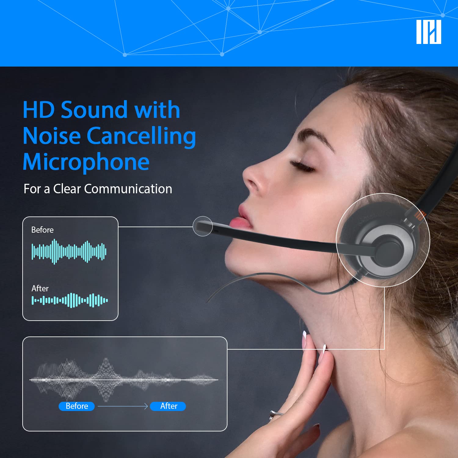Noise Cancelling Headset with 3.5mm Jack - IPD IPH-165 Phone Headset for Android, iPhone, Laptop, Tablet & Smart Devices | Perfect for Office Calls, Online Classes & Gaming