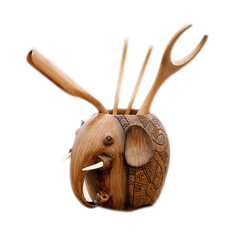Elephant Tea Set - 6-Piece Ceramic Tea Infuser & Cup Set with Elephant Design, Perfect for Loose Leaf Tea, Home, Office, or Gift Giving
