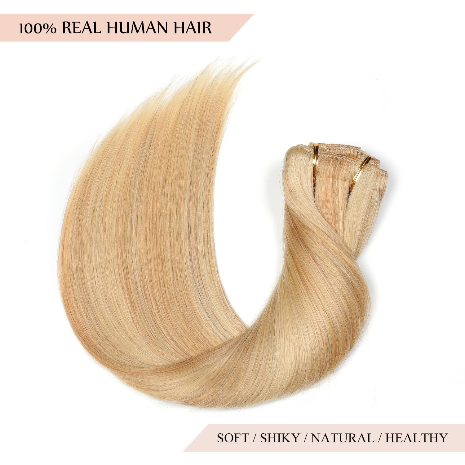 18 Inch 150g 7pcs Sisily Clip-in Human Hair Extensions - Real Remy Human Hair Blonde Straight Double Weft for Volume & Length | Perfect for Parties, Weddings & Everyday Styling