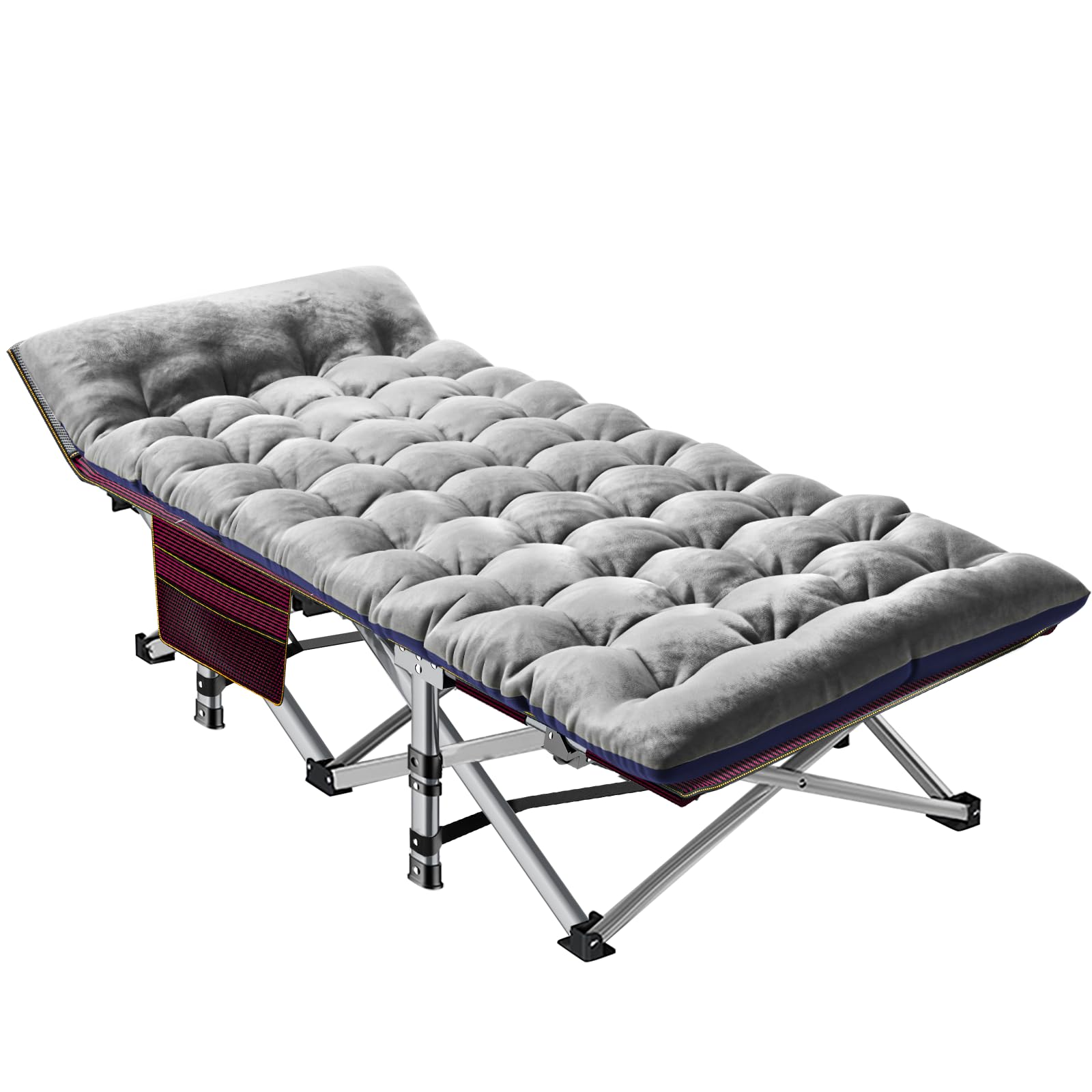 ABORON Heavy Duty Folding Camping Cot with Mattress for Adults - Portable Outdoor Bed with Carry Bag, 1200D Oxford Fabric - Perfect for Camping, Hiking, Travel & Emergency Use