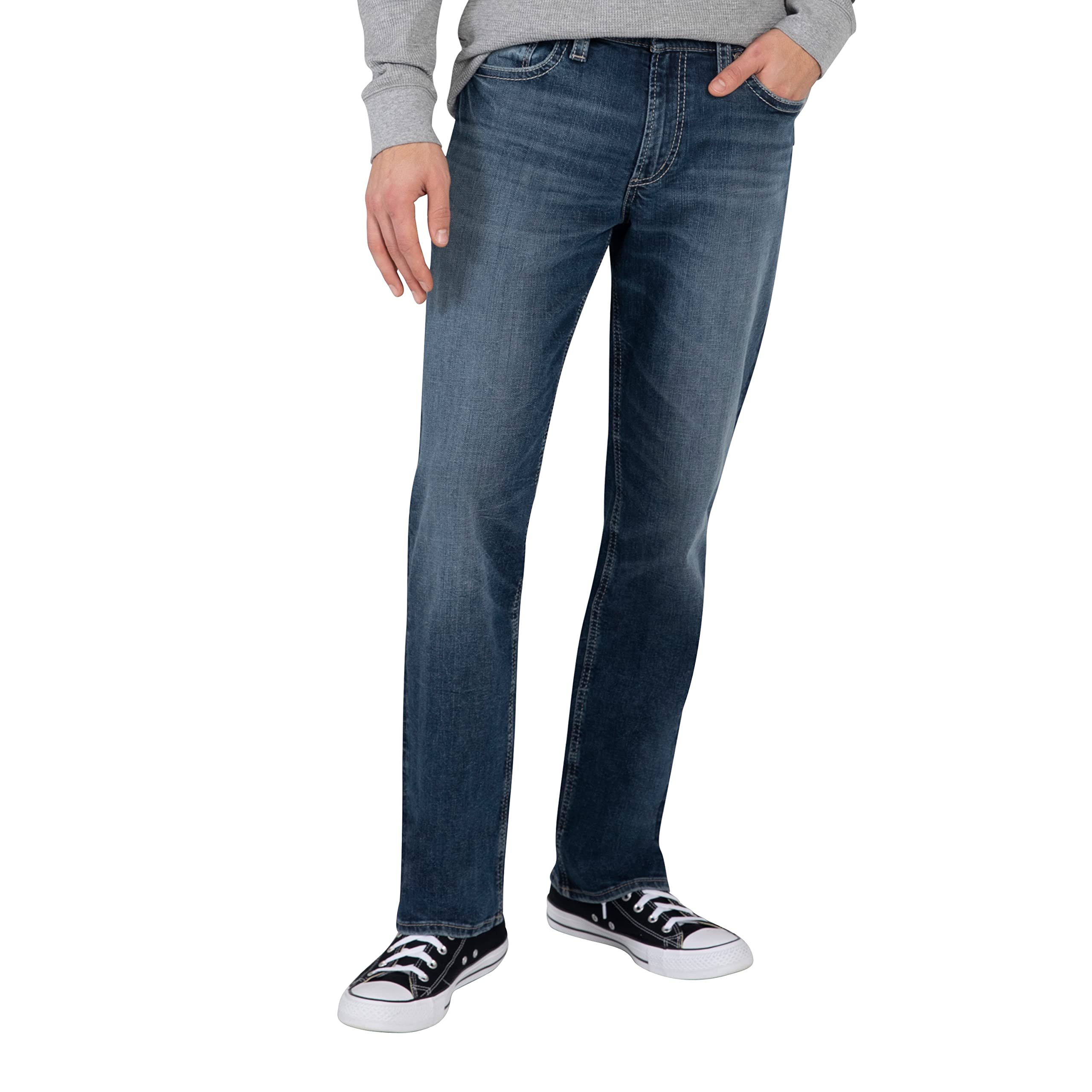 Silver Jeans Co. Men's Graystone Classic Fit Straight Leg Denim Jeans - Comfortable & Stylish for Casual Wear, Work & Everyday Outfits