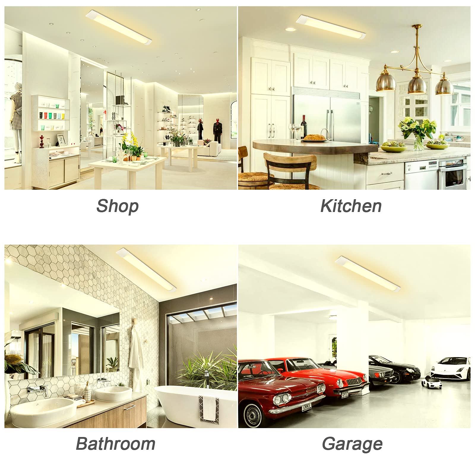 2FT LED Shop Light - 20W 2000LM Super Bright LED Tube Light, 3000K Warm White Ceiling Light with High Output - Perfect for Garage, Warehouse, Workshop & Basement Lighting