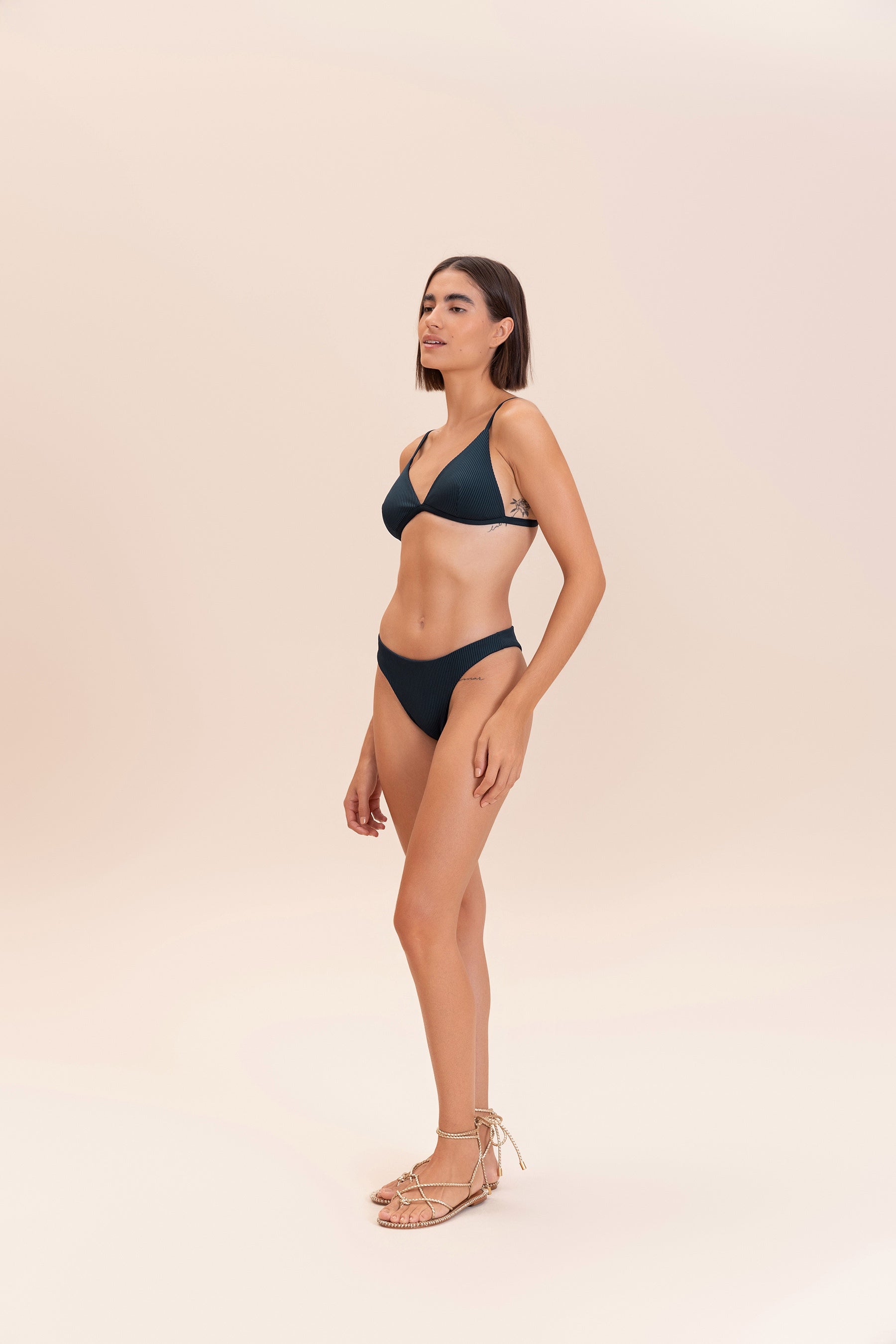 Sexy High Waist Glossy Rib Bikini Bottom - Women's Swimwear for Beach, Pool & Summer Vacations