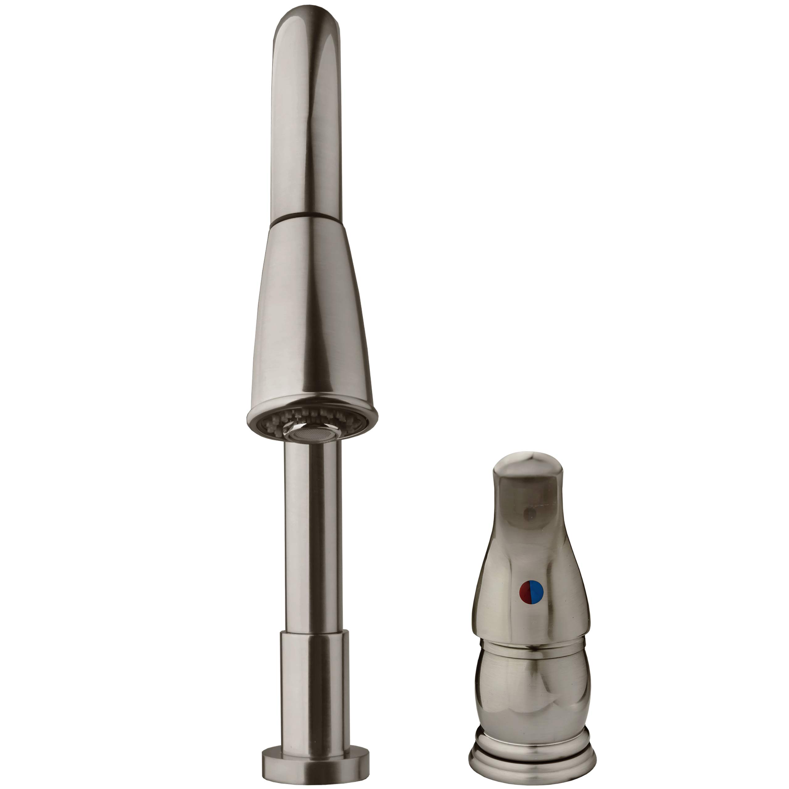 Dura Faucet DF-NMK503-SN RV Pull-Down Kitchen Sink Faucet with Side Lever - Brushed Satin Nickel Finish | Perfect for RV, Camper, Tiny Home & Small Kitchen Spaces