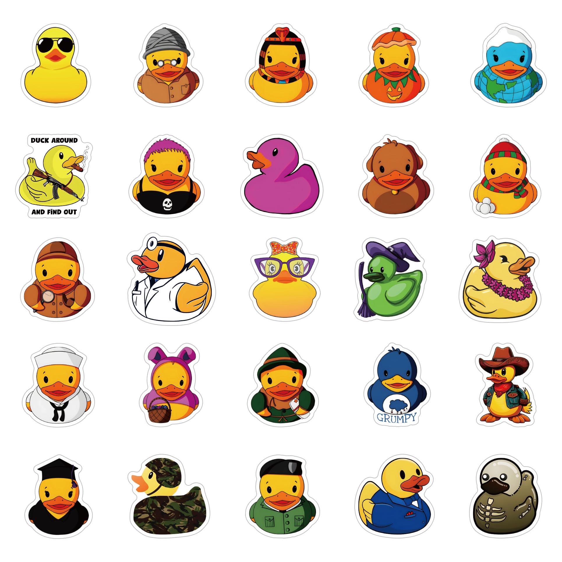 69Pcs Cute Rubber Duck Waterproof Stickers Pack - Kawaii Animal Vinyl Decals for Water Bottles, Laptops, Skateboards | Durable Adhesive for DIY Crafts, School Supplies, Kids Room Decor & Party Favors