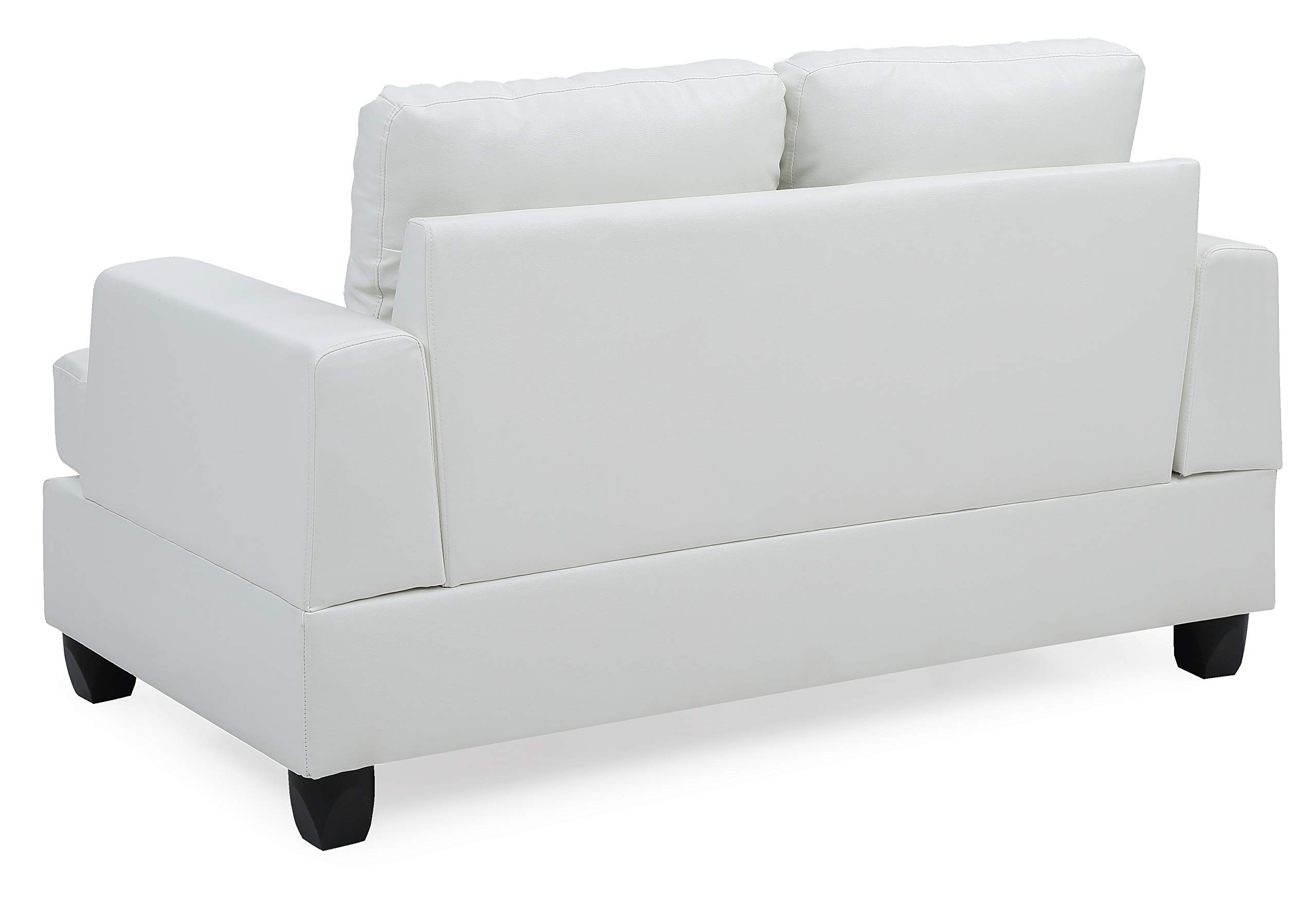 Glory Furniture Modern Upholstered Love Seat Sofa - White PU Leather 2-Seater Couch for Living Room, Lounge & Small Spaces