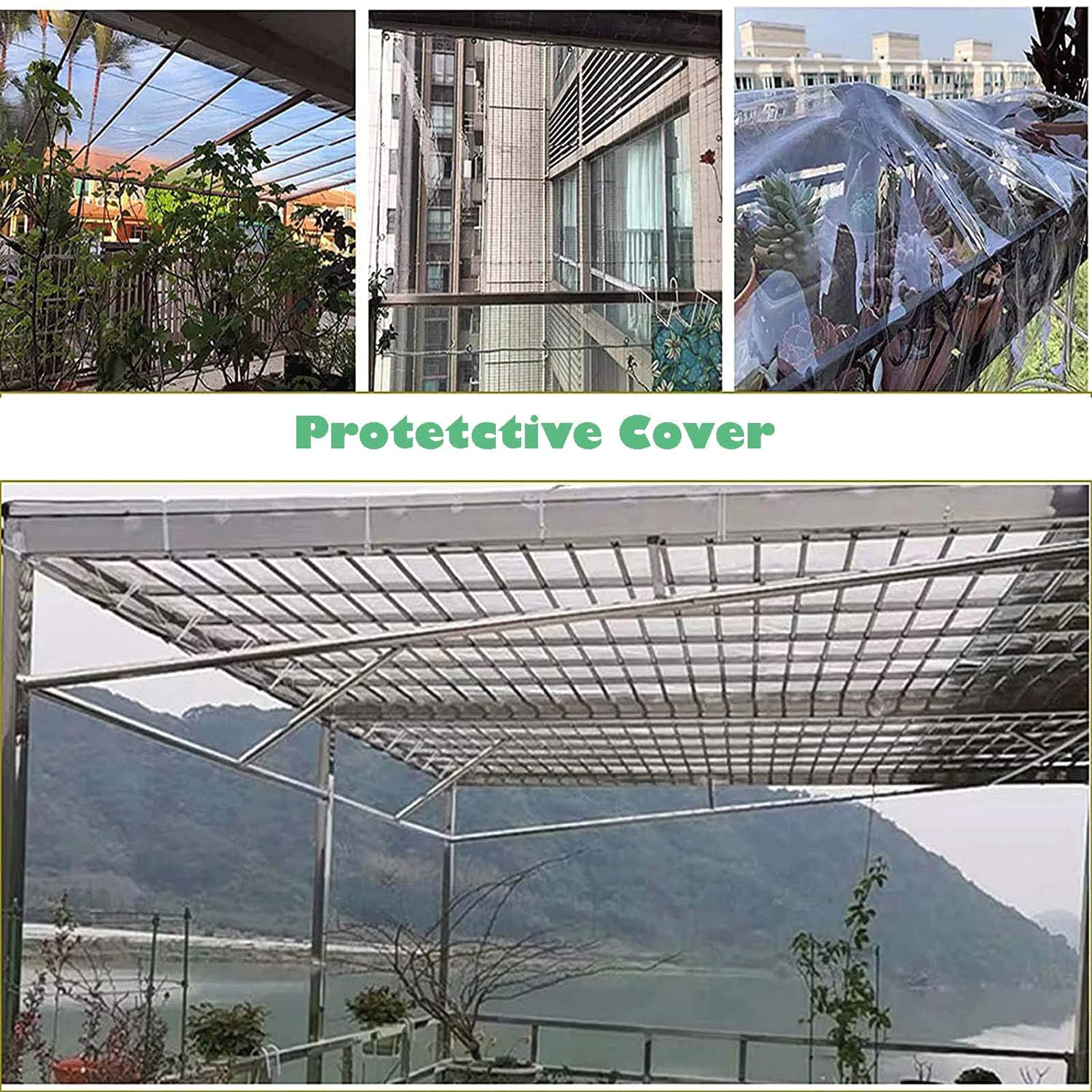 Heavy Duty Clear Waterproof Transparent Tarp with Grommets - Durable Tarpaulin Cover for Garden, Canopy, Balcony, Tent, Boat, Camping & Outdoor Protection