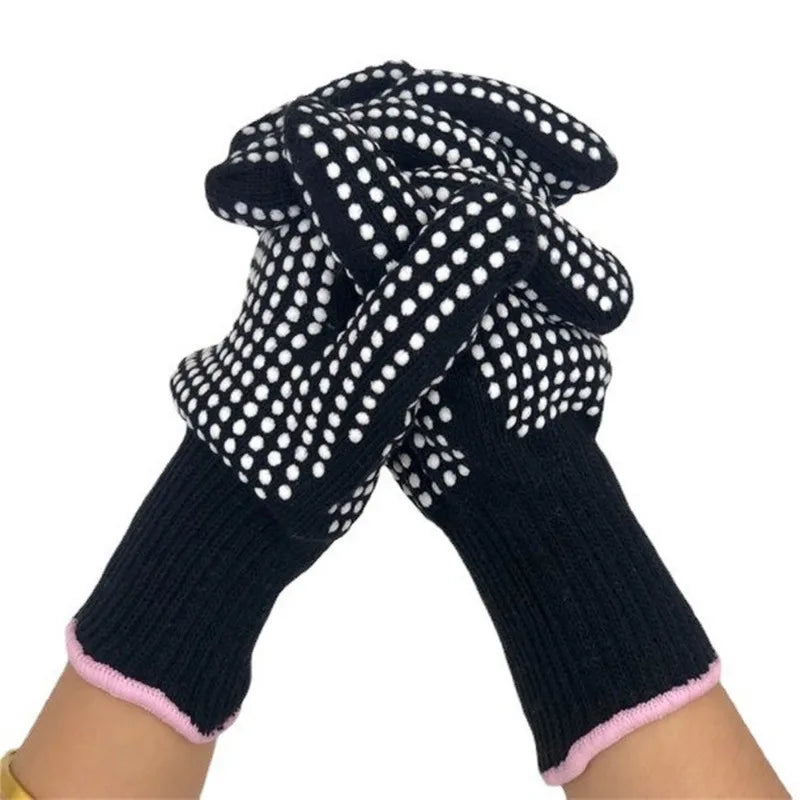 Heat-Resistant Double-Sided Finger Gloves for Hair Styling & Cooking - Perfect for Curling Irons, Flat Irons, and Hot Kitchen Utensils