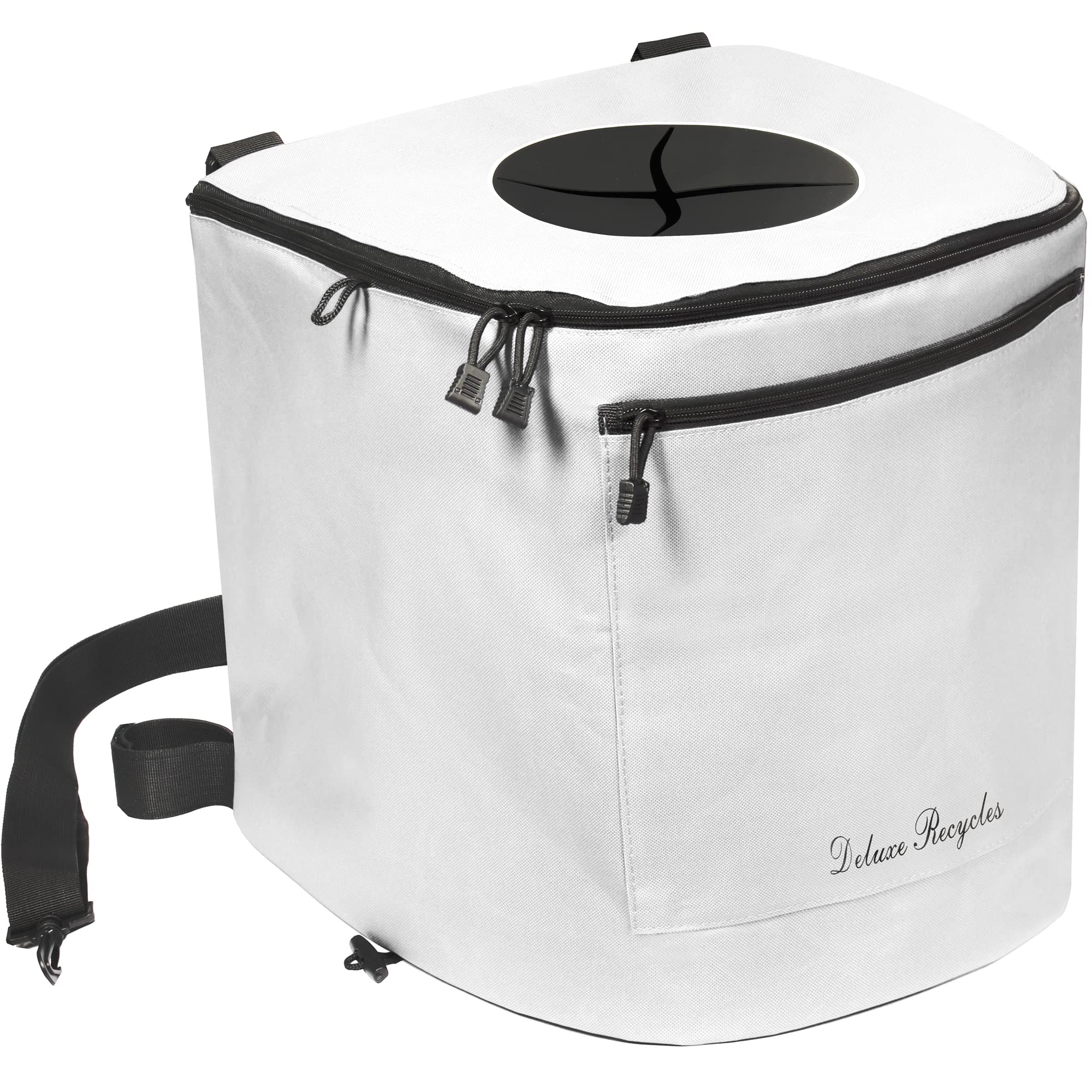 Portable Collapsible 8 Gallon Trash Can for Boating, Camping, Kayaking, Fishing & Beach - Durable Waterproof Waste Bin with Inner Bucket - Essential Boat, RV, Hiking & Outdoor Gear (White) - Perfect for Picnics, Tailgating & Marine Use