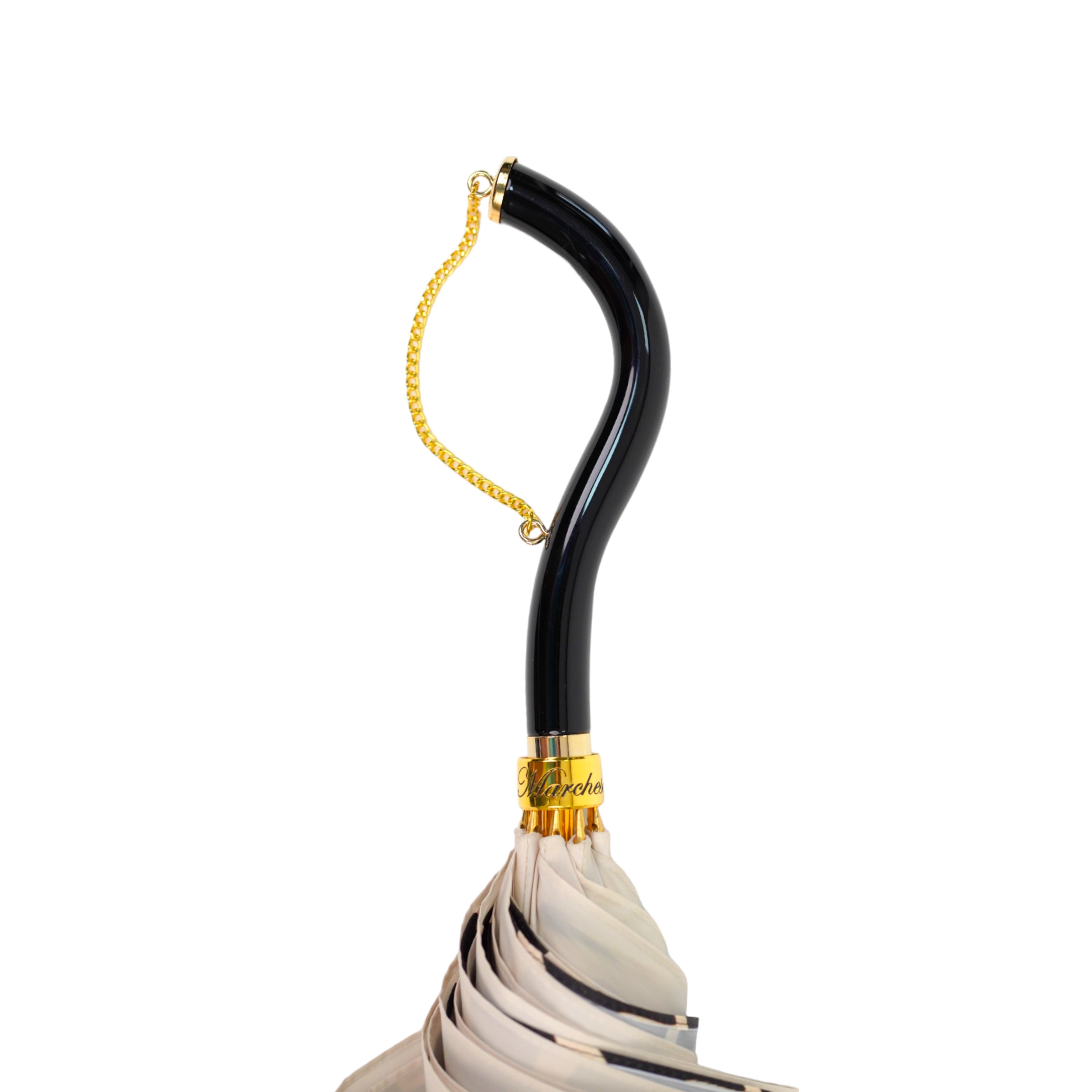 Stylish Black and Cream Umbrella - Classic Windproof Compact Travel Umbrella for Men & Women - Perfect for Rainy Days, Commuting, and Outdoor Activities