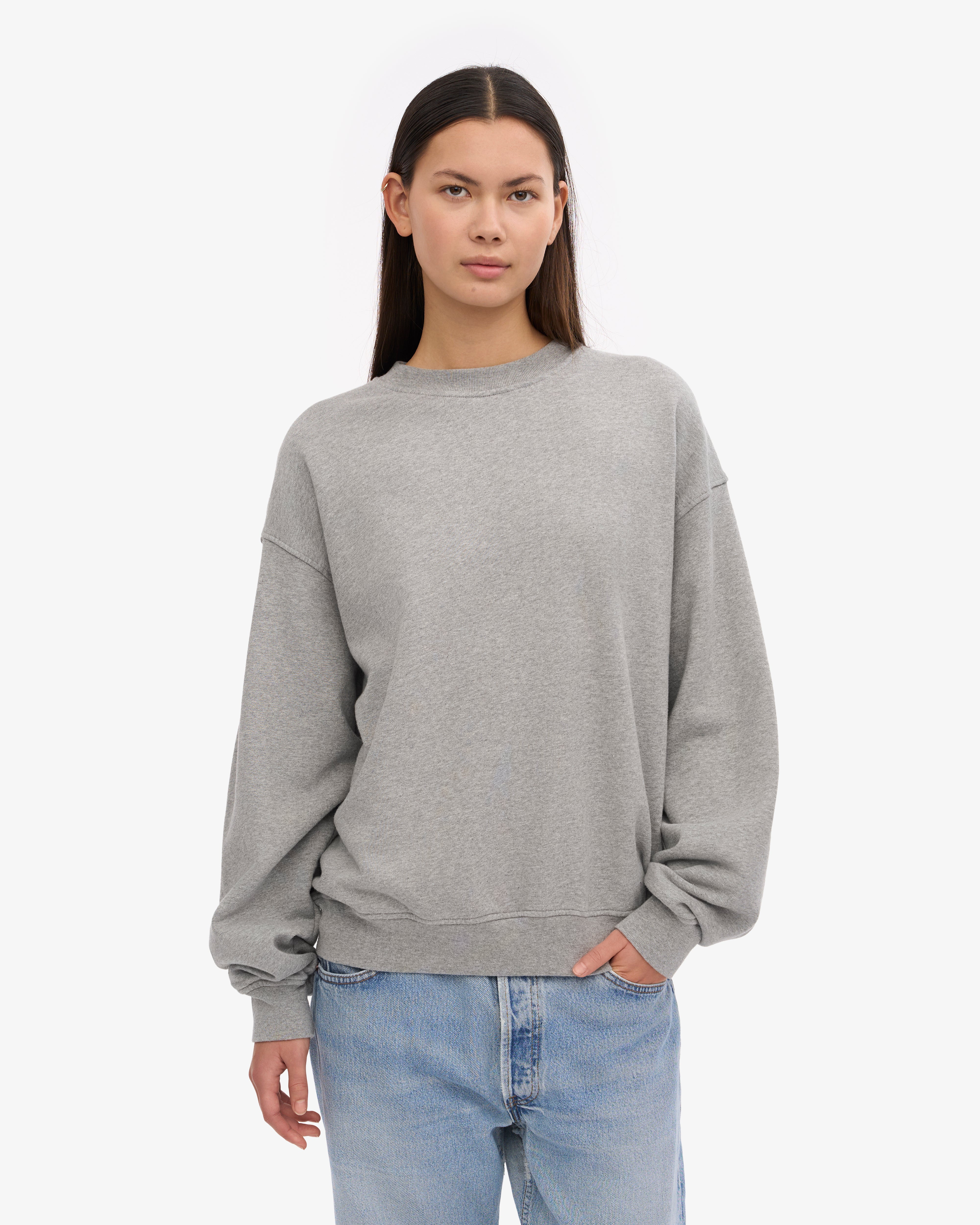 Organic Oversized Crewneck Sweatshirt - Heather Grey | Soft & Comfortable Unisex Pullover for Casual Wear & Loungewear