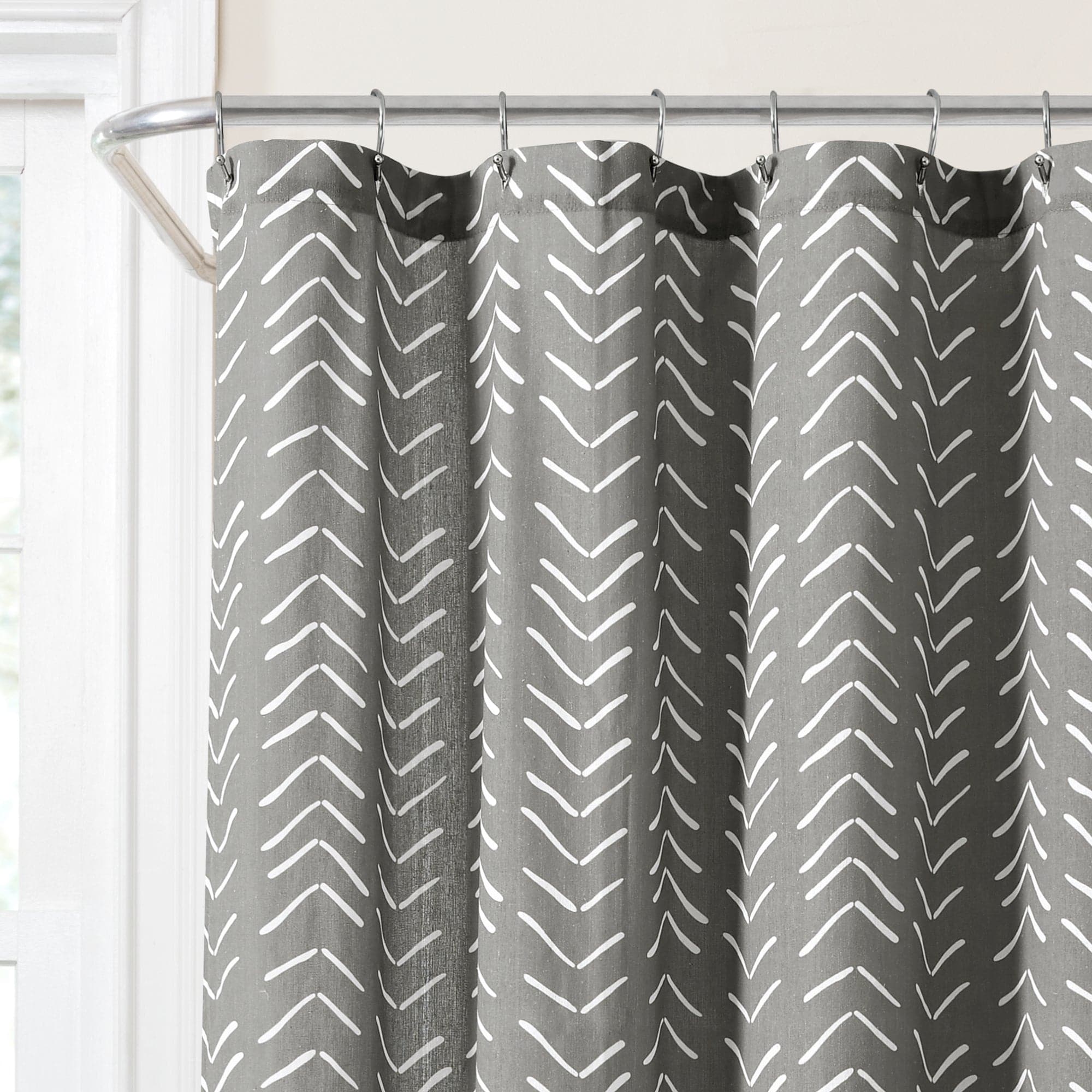Hygge Modern Arrow Faux Linen Shower Curtain - Waterproof Bathroom Decor for Spa-Like Relaxation