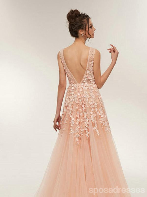 Floral Champagne A-Line Jewel Sleeveless Long Prom Dress for Women - Elegant Evening Gown for Homecoming, Ball, Quinceañera & Formal Events