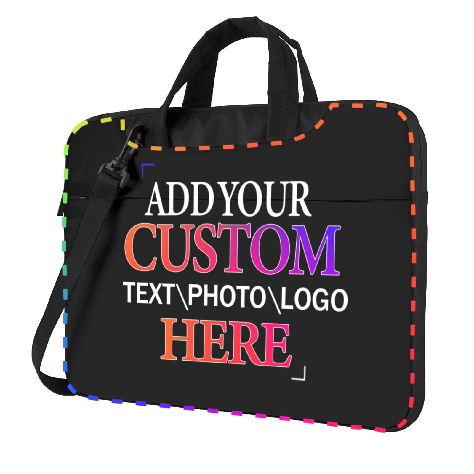 Custom Personalized Laptop Shoulder Bag - Add Your Photo/Text - 13 Inch Computer Briefcase with Handle for Work, Business & Travel | Durable School Backpack for Professionals & Students | Perfect for Office, Commuting & College Campus Use