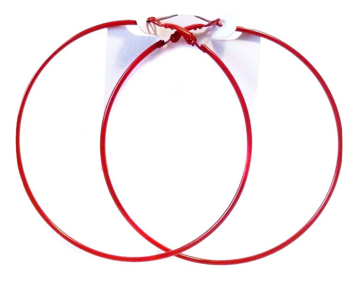 Stylish 3 Inch Red Hoop Earrings - Thin Gold Plated Dangle Hoops for Women | Perfect for Parties, Date Nights & Everyday Wear