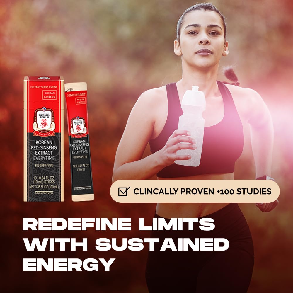 CheongKwanJang Korean Red Ginseng Extract 3000mg - Sugar Free Energy Supplement & Herbal Tea | 30 Count | Immune Support, Stamina Boost | Perfect for Workouts, Study & Daily Energy