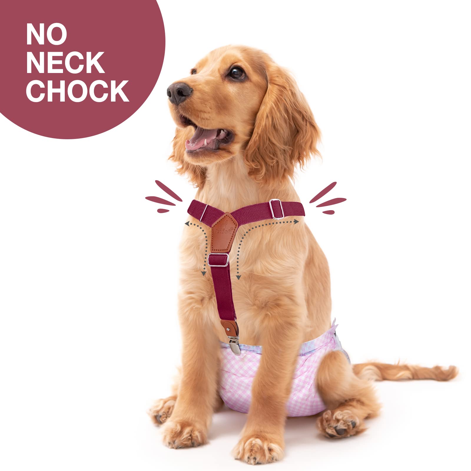Pet Soft Dog Suspenders 2-Pack - Adjustable Diaper Suspenders for Female Dogs - Dog Dress & Skirt Accessories (Brown & Burgundy, Medium/Large) - Perfect for Pet Fashion, Diaper Security & Special Occasions