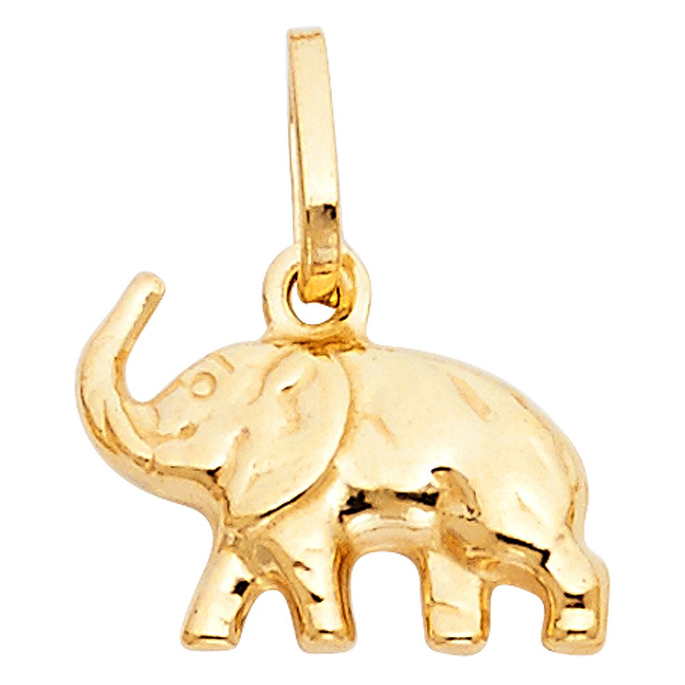 14K Yellow Gold Elephant Pendant Necklace - Strength & Luck Charm with 1.2mm Flat Wheat Chain for Women, Gift for Her, Birthday, Anniversary, Graduation | Spiritual Jewelry, Boho Style, Everyday Wear