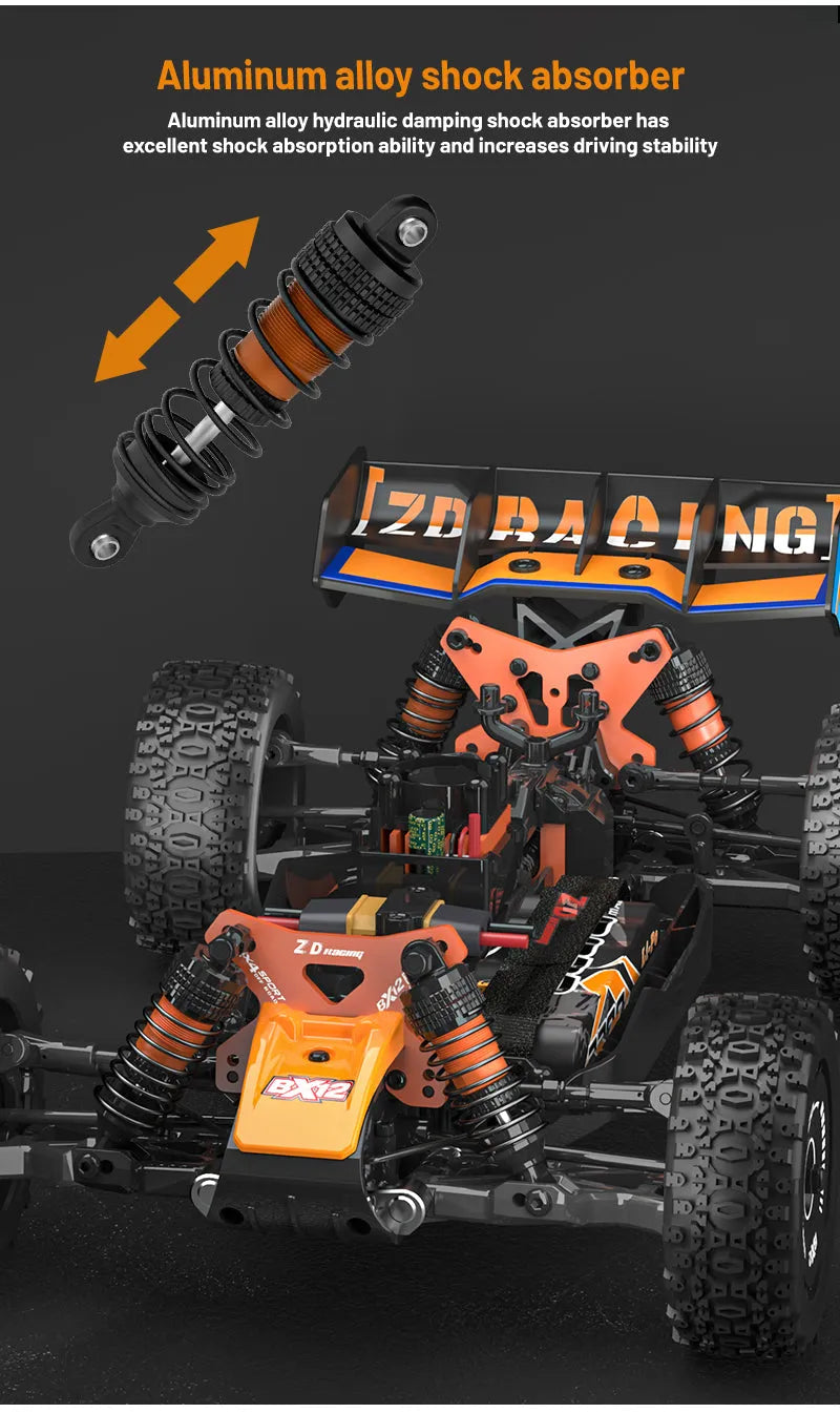 **ZD Racing BX 12 1/12 Scale 4WD RC Car - 70km/h High Speed, 3S Brushless Motor, 2.4G RTR, Oil-Filled Shocks - Off-Road Racing Truck for Adults & Kids (Perfect for Backyard, Park & Track Racing)**