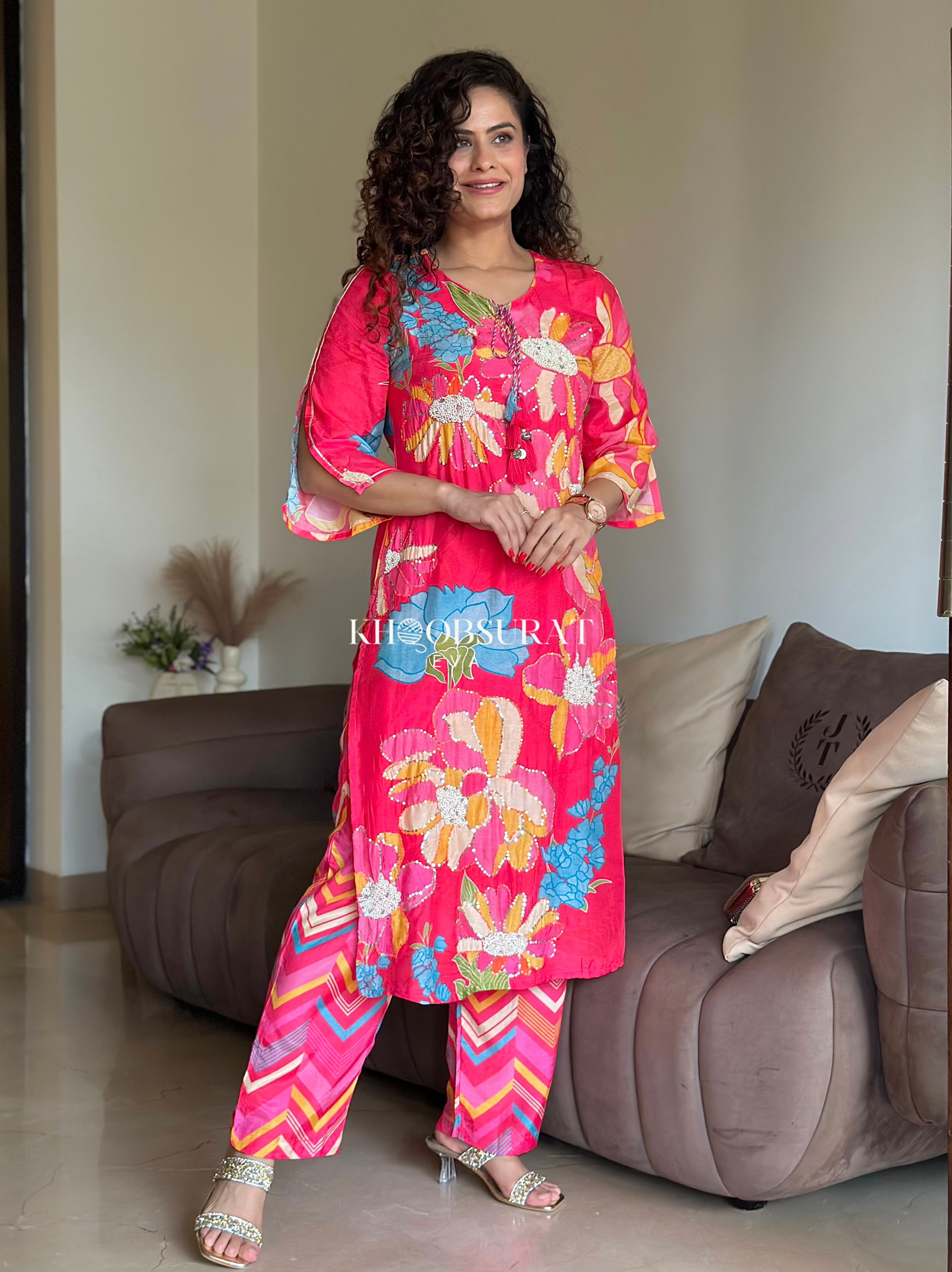 Stylish Pink Matching Outfit Set for Women - Trendy Festive Coord Set for Parties, Holidays & Special Occasions