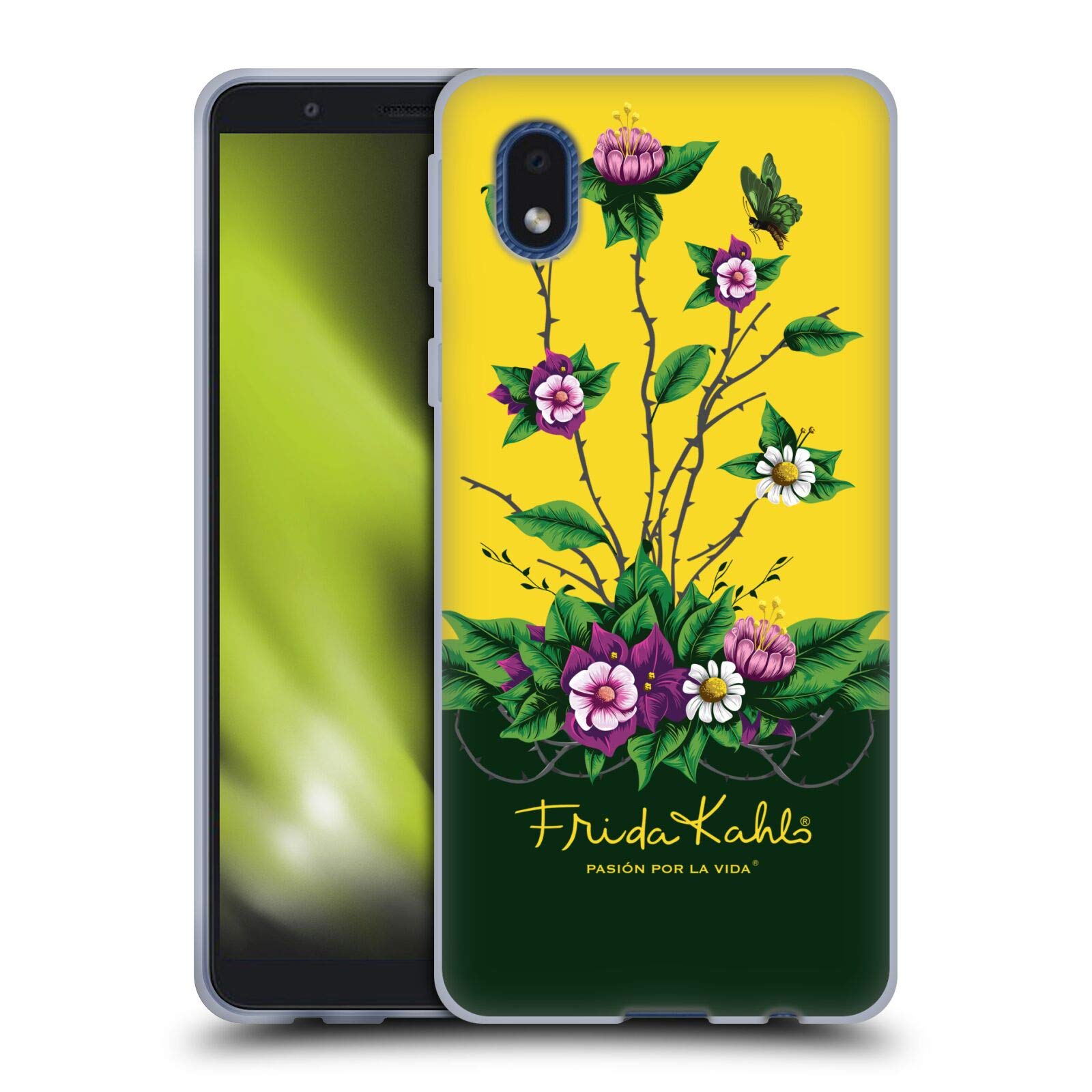 Frida Kahlo Purple Florals Soft Gel Case for Samsung Galaxy A01 Core (2020) - Officially Licensed by Head Case Designs, Perfect for Everyday Use and Gift Giving