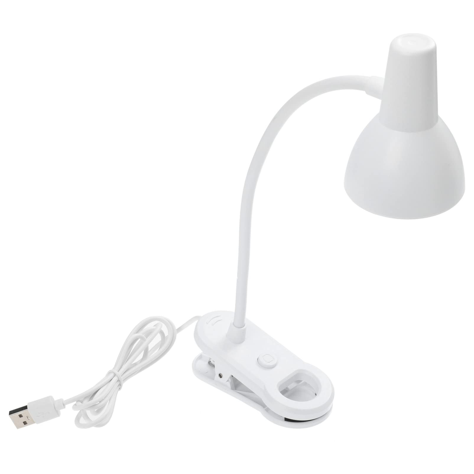 OSALADI LED Clip On Reading Light - USB Powered Adjustable Desk Lamp with Eye Protection, Flexible Clamp for Books, Headboards & Video Conferences (White) - Perfect for Night Reading, Office Work & Online Meetings