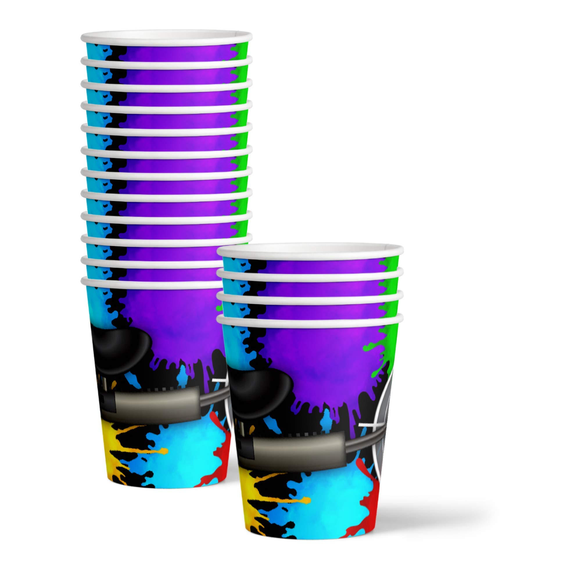 Paintball Party Supplies Set - 16-Piece Tableware Kit with Plates, Napkins & Cups for Birthday Celebrations & Themed Events