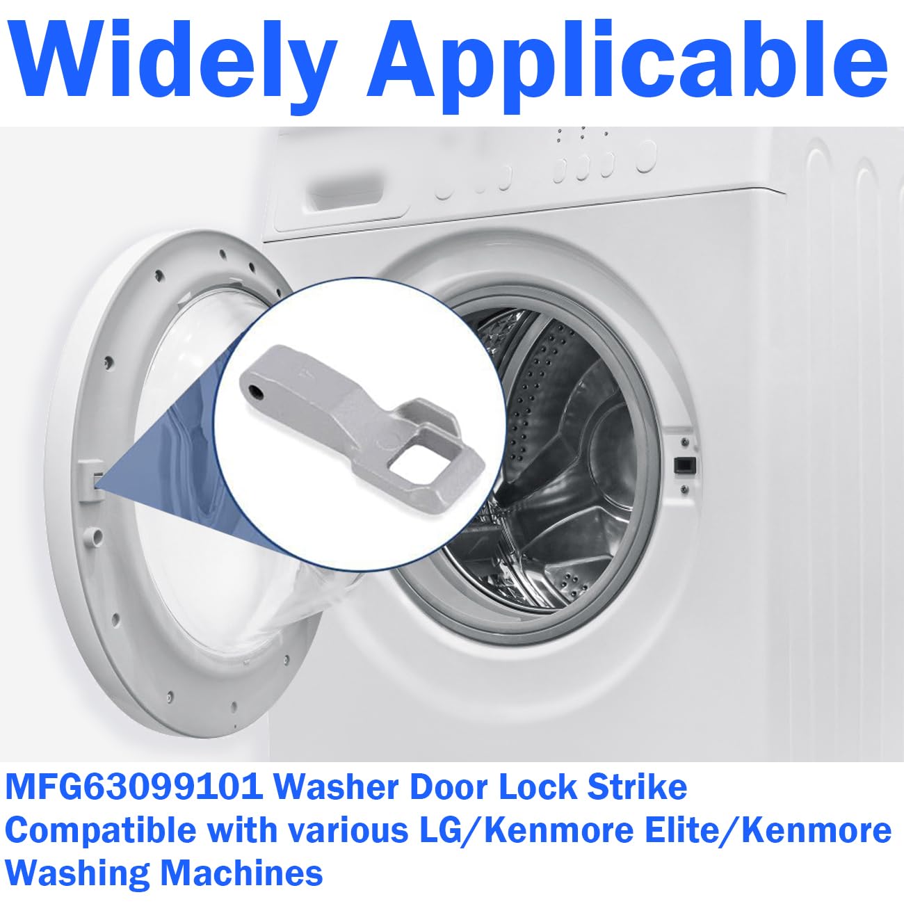LG MFG63099101 Washing Machine Washer Door Lock Strike Replacement - Compatible with LG & Kenmore Washers (Silver) - Fixes Door Latch Issues for Secure Laundry Room Use