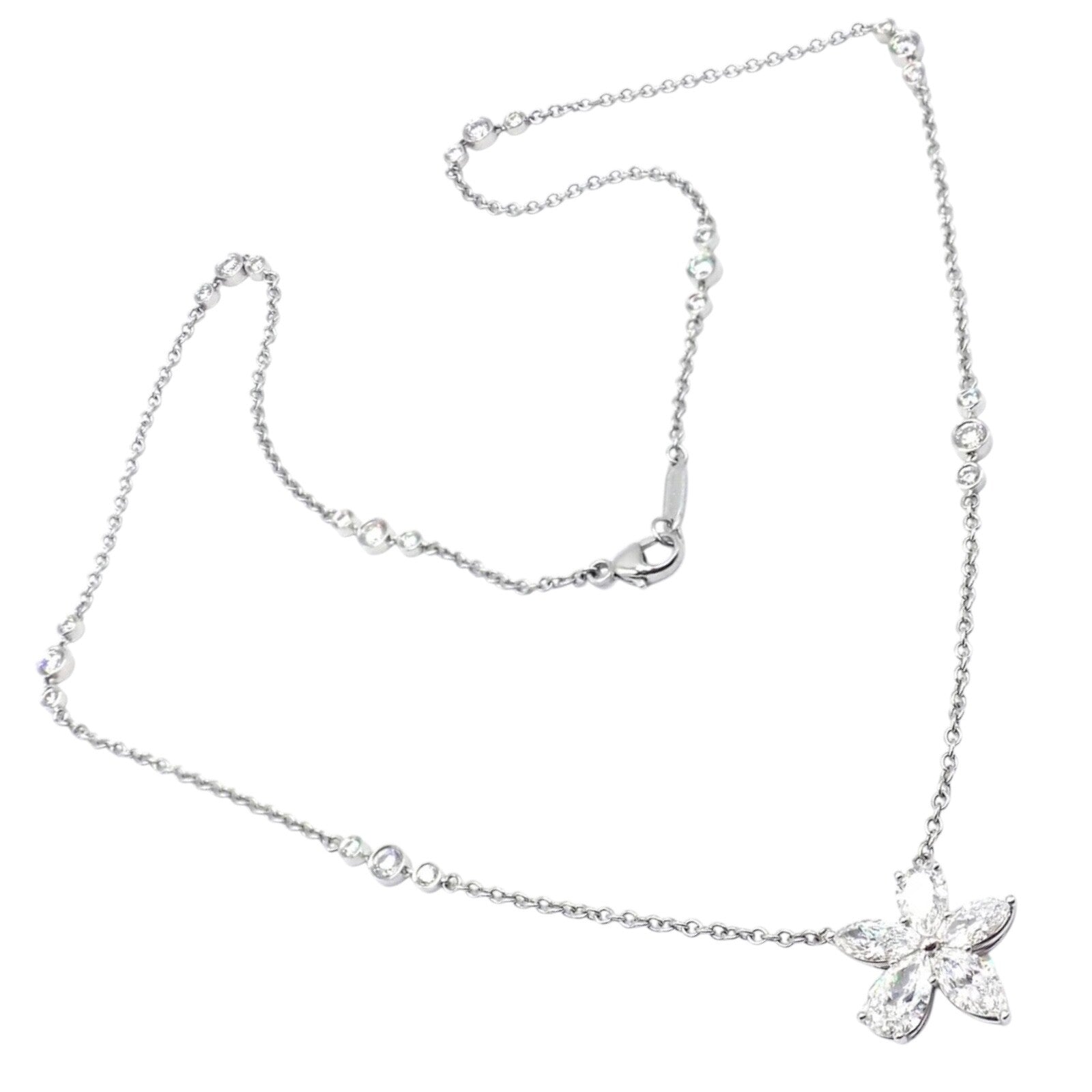 Authentic Tiffany & Co Victoria Platinum Diamond Mixed Cluster Pendant Necklace | Luxury Jewelry Gift for Women | Perfect for Weddings, Anniversaries & Special Occasions
