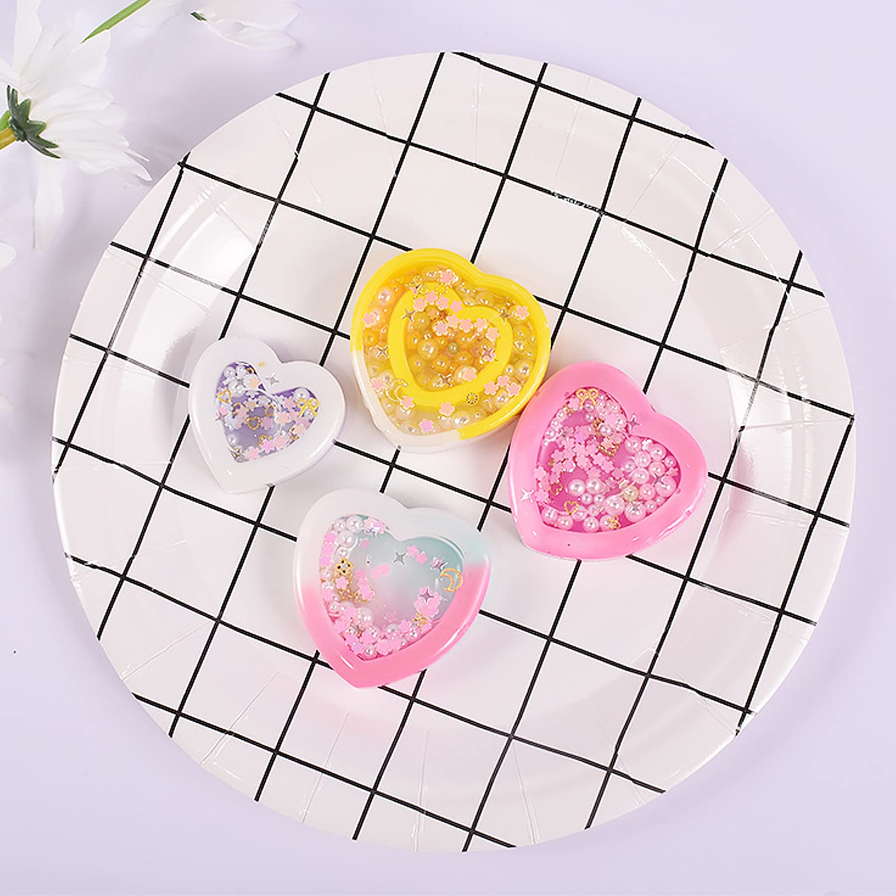 Premium Heart-Shaped Resin Shaker Silicone Molds for Jewelry Making - DIY Epoxy Casting Molds with PVC Sheets & Colorful Beads - Perfect for Handmade Pendants, Keychains & Resin Art Projects