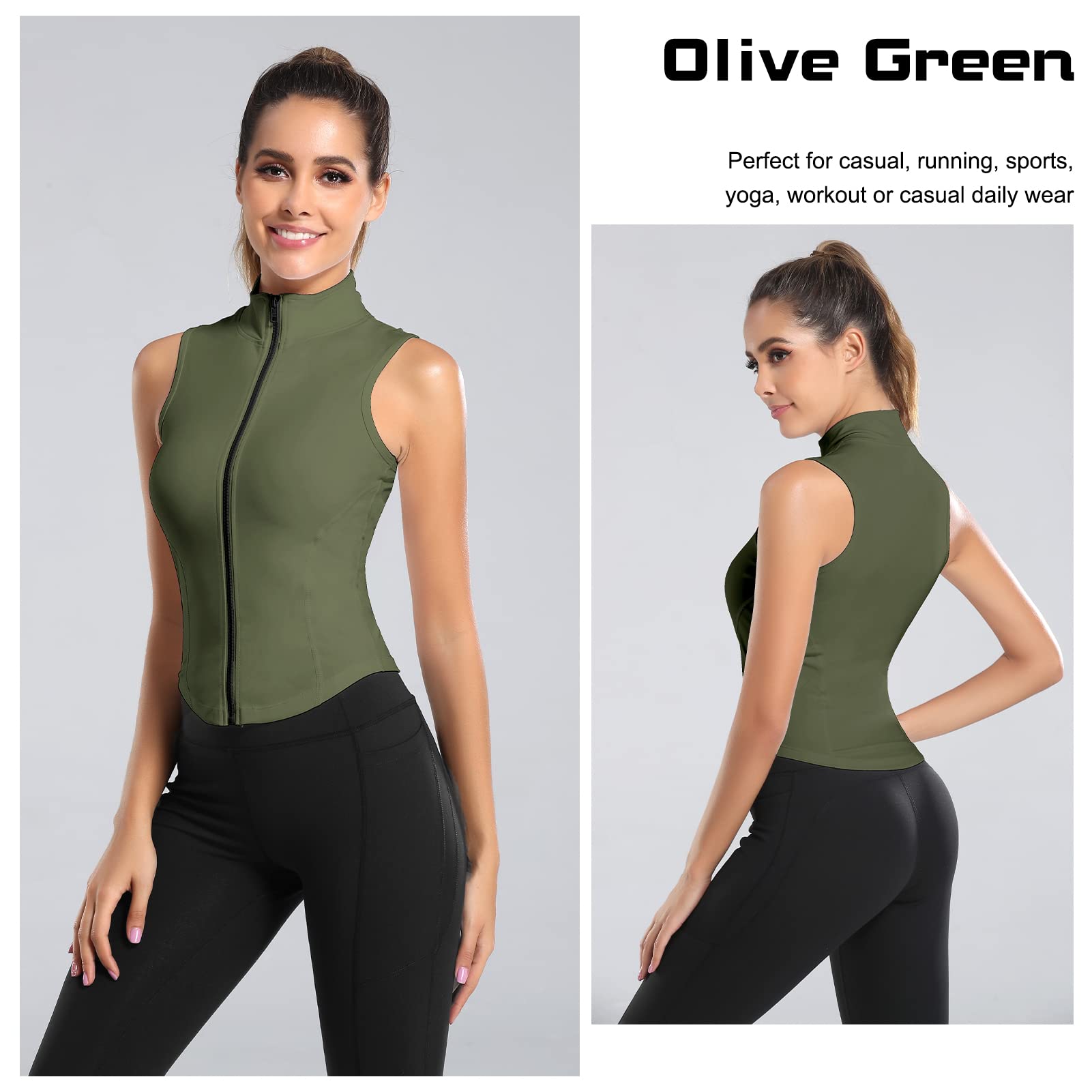 SEAUR Women's Cross Wrap Zip Activewear Tank Top - Sleeveless Workout Shirt for Yoga, Running, Gym & Fitness - Breathable Sports Vest for Women - Green - Perfect for Yoga, Running & High-Intensity Workouts