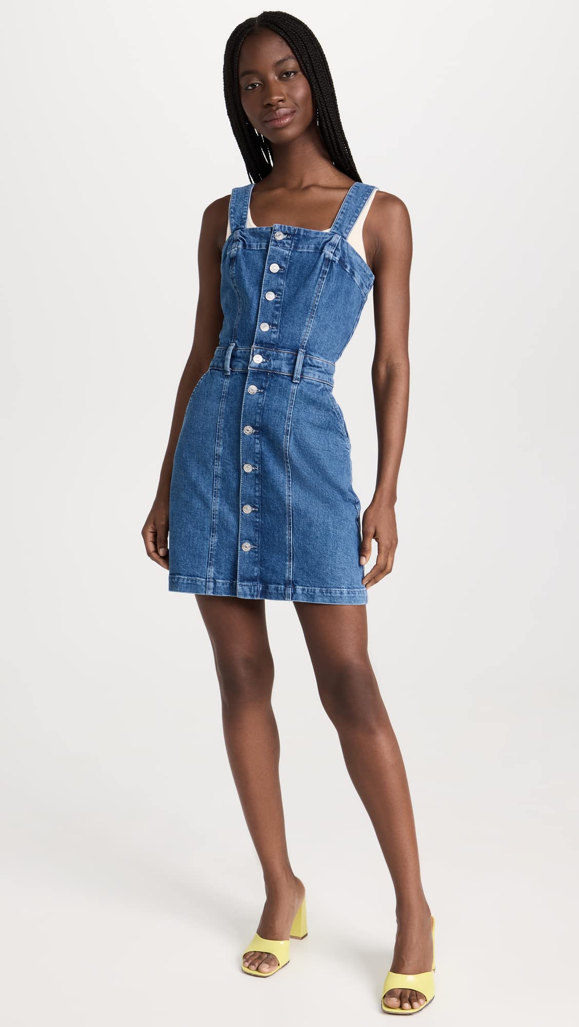 PAIGE Women's Maddy Denim Dress - Stylish Blue Denim Midi Dress for Casual Outings & Summer Wear | Perfect for Brunch, Shopping & Date Nights