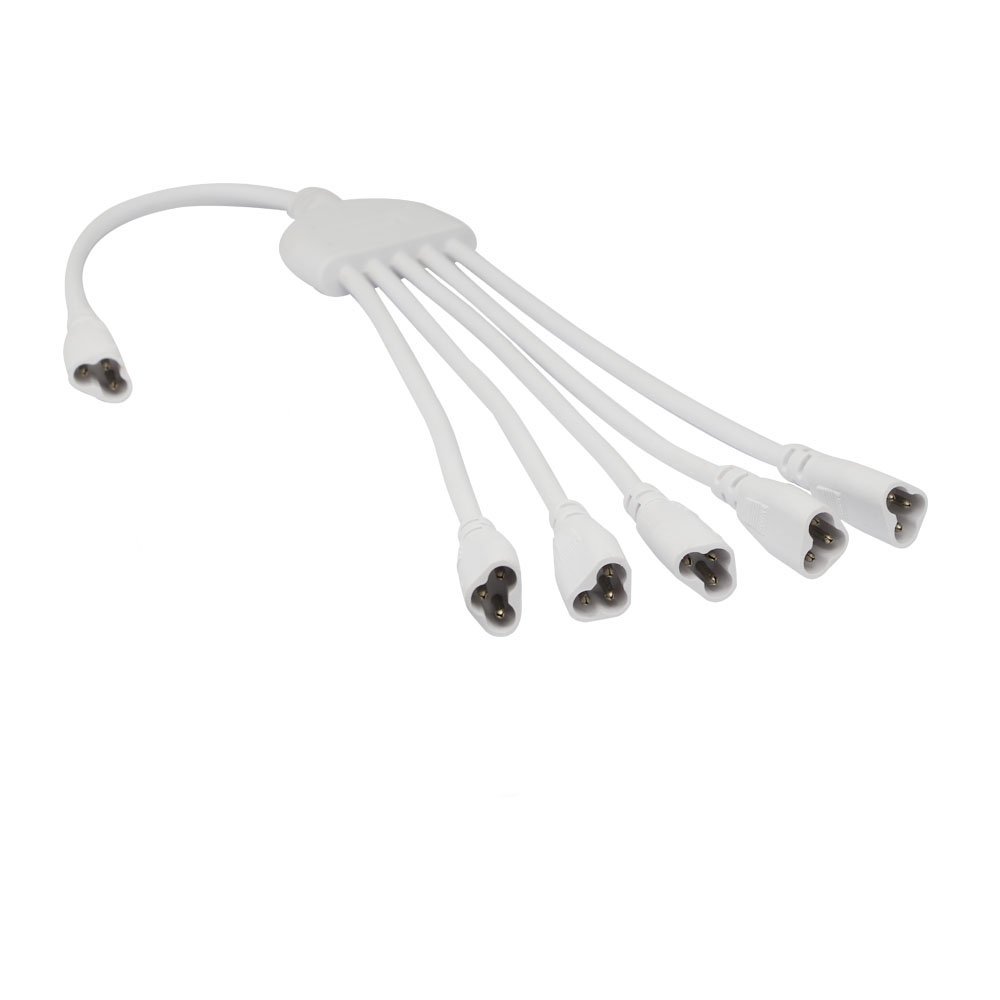 SinLoon T5 T8 LED Splitter Cable - 3 Pin 5 Way Connector for Ceiling Lights & LED Tube Lamps - Extension Cord for Home, Office, and Commercial Lighting Installations