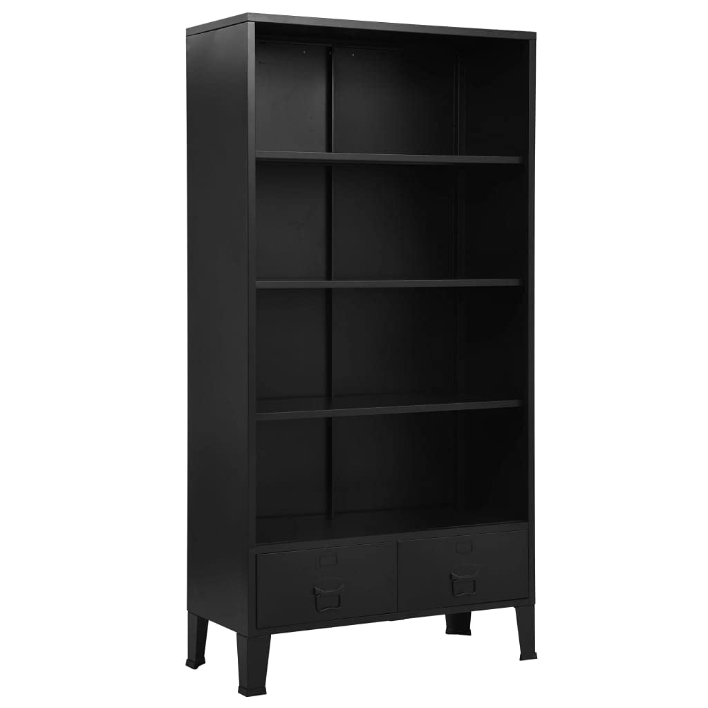 Industrial Black Steel Bookshelf 35.4