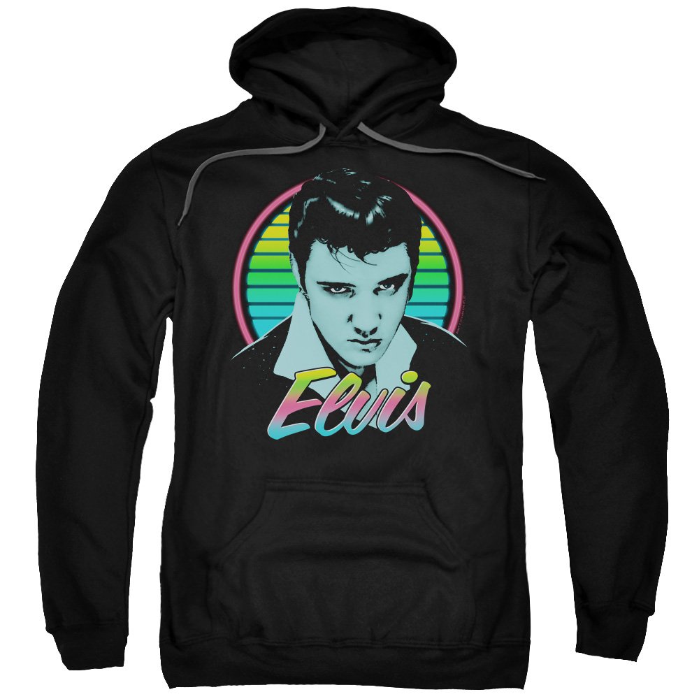 Elvis Presley Men's Neon King Pullover Hoodie - Vintage Rock Music Graphic Sweatshirt for Concerts, Parties & Casual Wear
