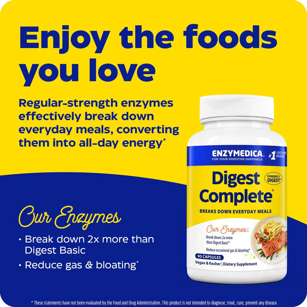 Enzymedica Digest Complete - High Potency Digestive Enzymes for Gut Health & Bloating Relief - Supports Digestion of Carbs, Proteins & Fats - Ideal for Meals, Travel & Digestive Comfort