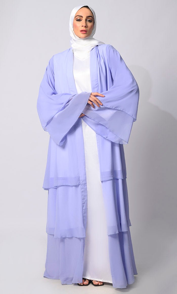 Elegant Blue Tiered Shrug with Satin Lining - Women's Fashion Layering Piece for Weddings, Parties & Evening Events