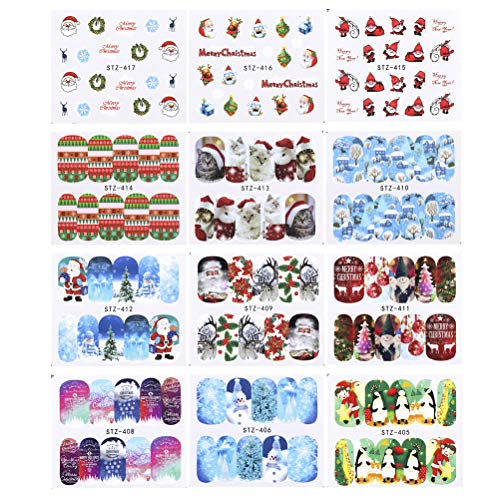 3D Nail Charms - 32 Sheets/2 Sets Christmas Nail Art Stickers, Nail Decals & Full Cover Wraps for Women - DIY Home Salon Nail Accessories - Perfect for Holiday Parties, Gift Giving & Nail Art Enthusiasts