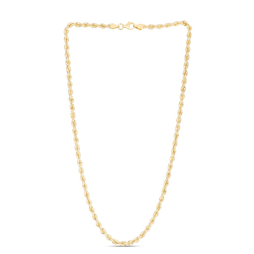 14K Gold 3.7mm Silk Rope Chain Necklace for Women - Elegant Layering Jewelry for Everyday Wear, Date Night & Special Occasions
