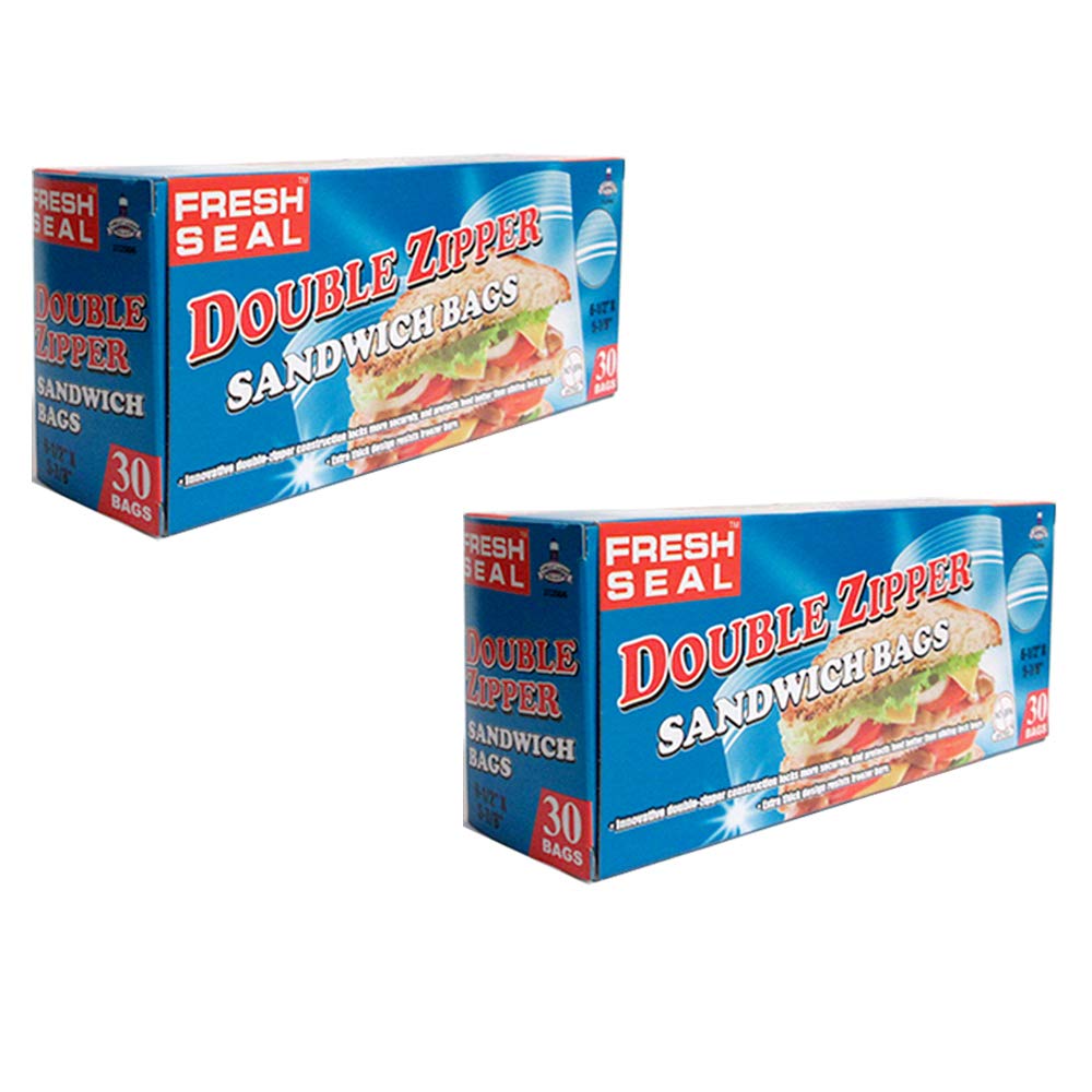 60 Count Sandwich Bags for Storage | Reusable Snack Bags | Easy Grip Open & Close | Perfect for School Lunch, Picnics & Meal Prep