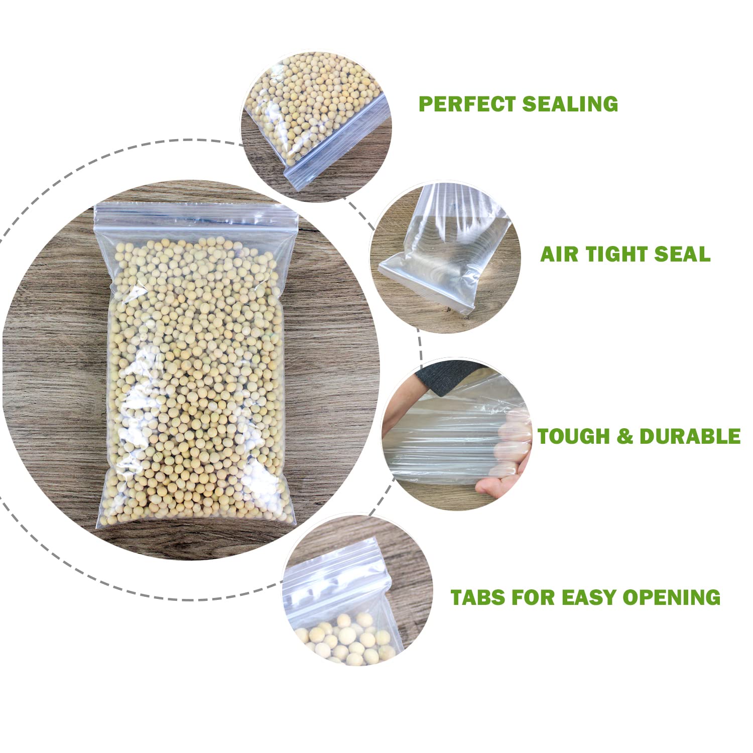 24/7 Bags - 10” X 12” (200 Count) 2 Mil Clear Reclosable Zip Plastic Poly Bags with Resealable Lock Zipper - Food Grade Storage Bags for Snacks, Crafts, Jewelry & Small Parts Organization